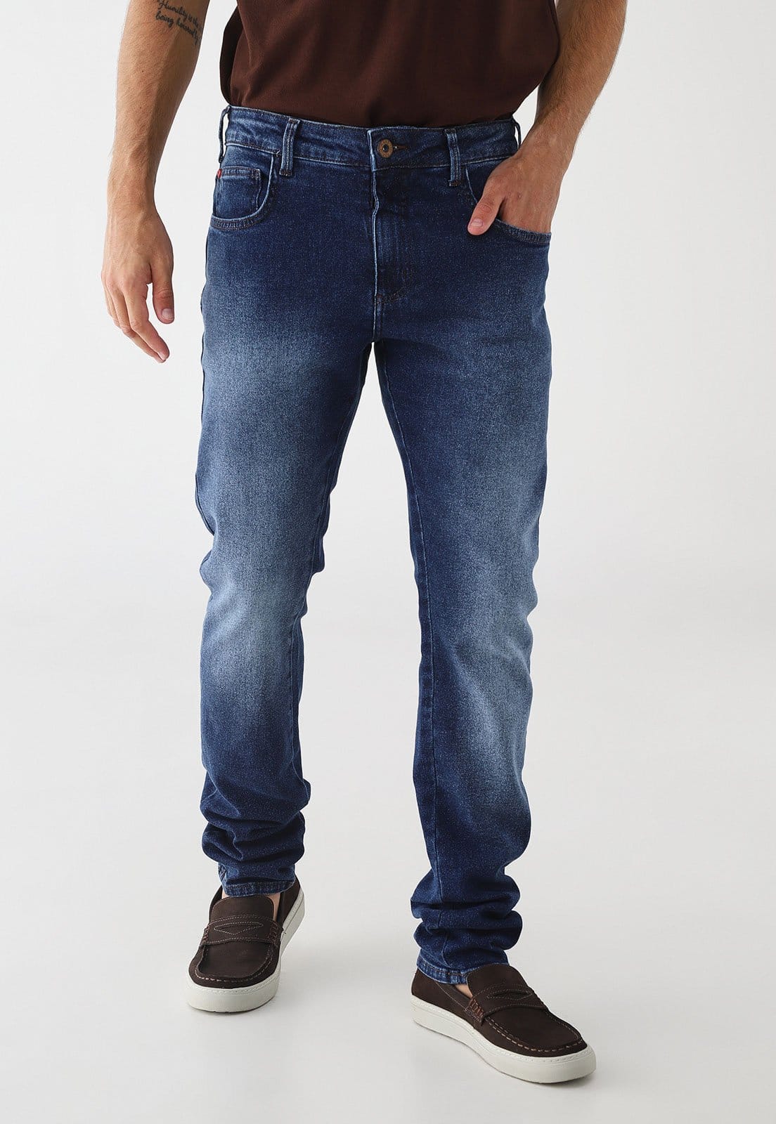 Vista principal Calça Jeans Masculina Forum Paul Slim Médio Forum azul