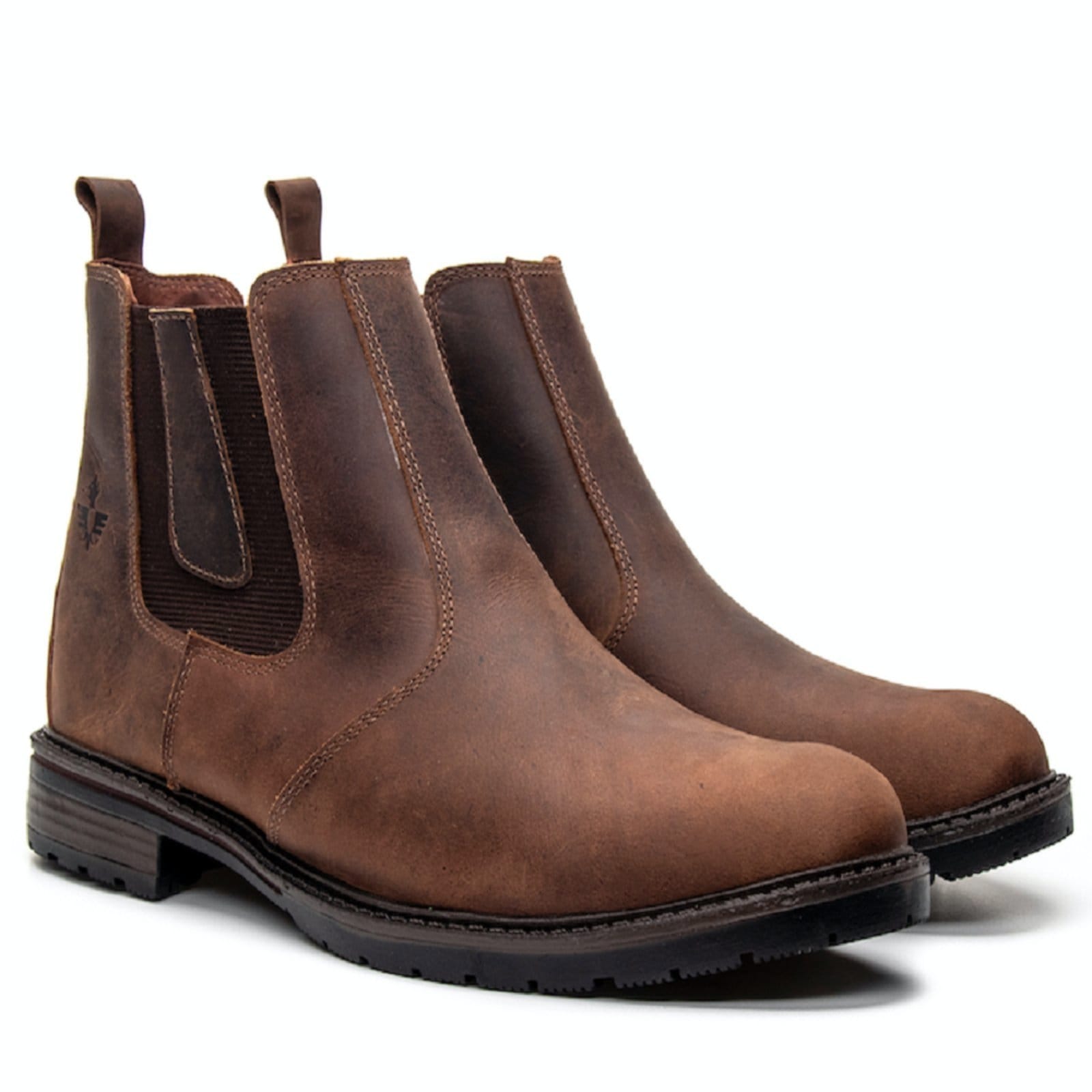 Vista 2 Bota Botina Chelsea Masculina em Couro Café ZAFREM marrom