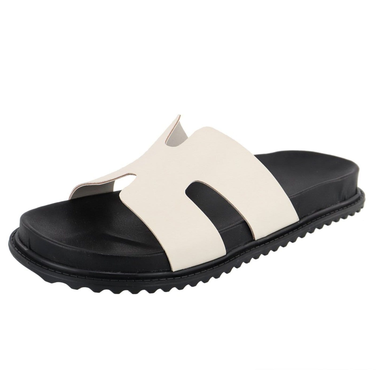 Vista principal Papete Rasteira Feminina Paula B Em H Palmilha Confort Off White PAULA B off-white white