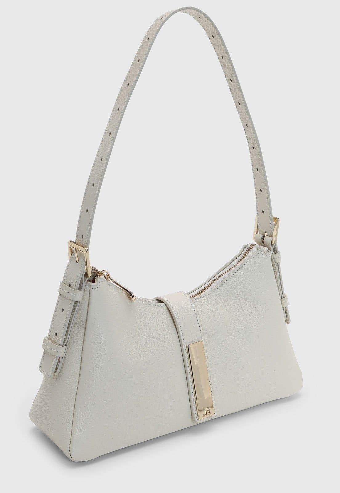 Vista 2 Bolsa Feminina Jorge Bischoff Detalhe Metálico Dourado Branca Jorge Bischoff branco