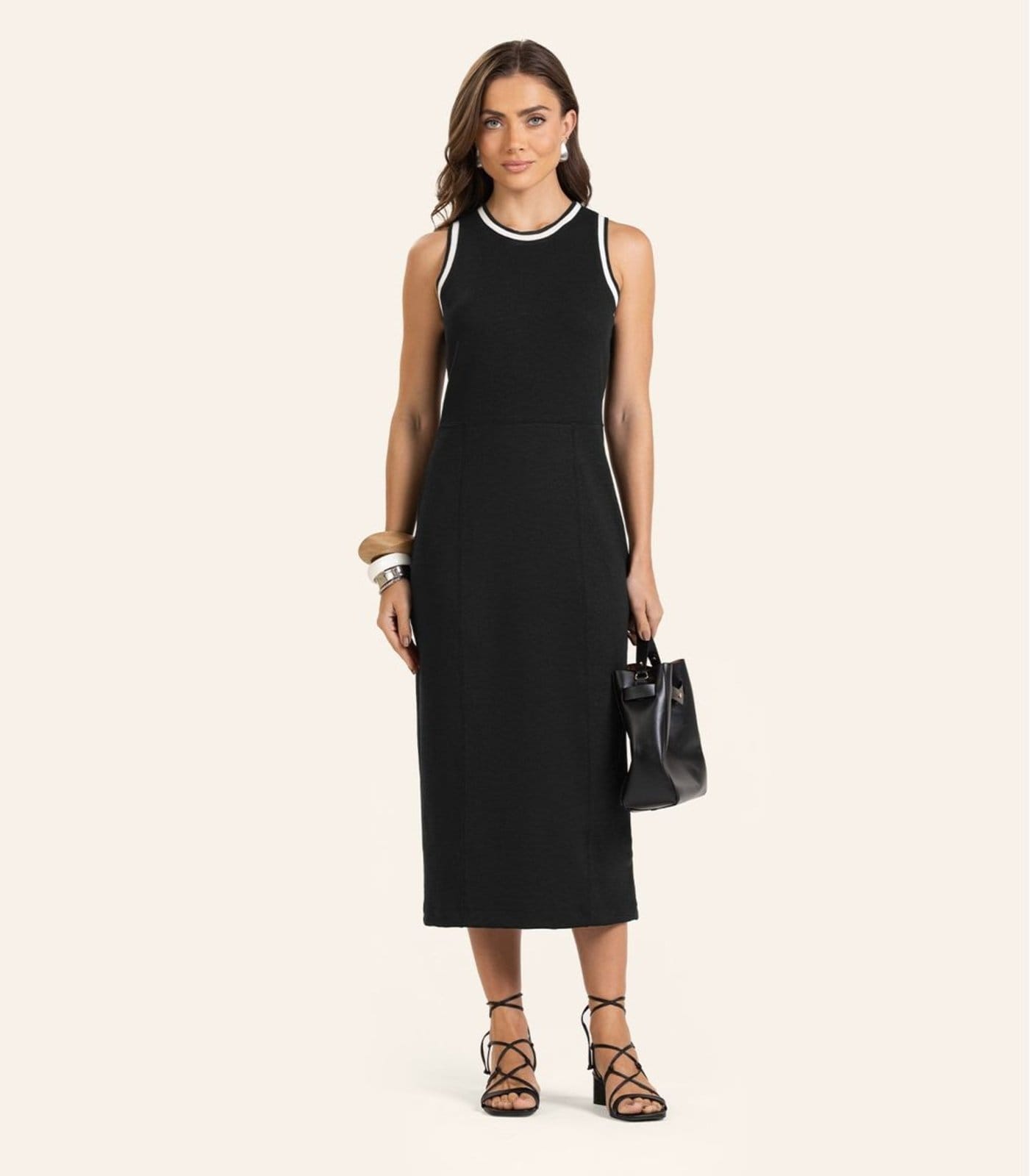Vista principal Vestido Midi Piquet Verona Feminino Endless Endless preto