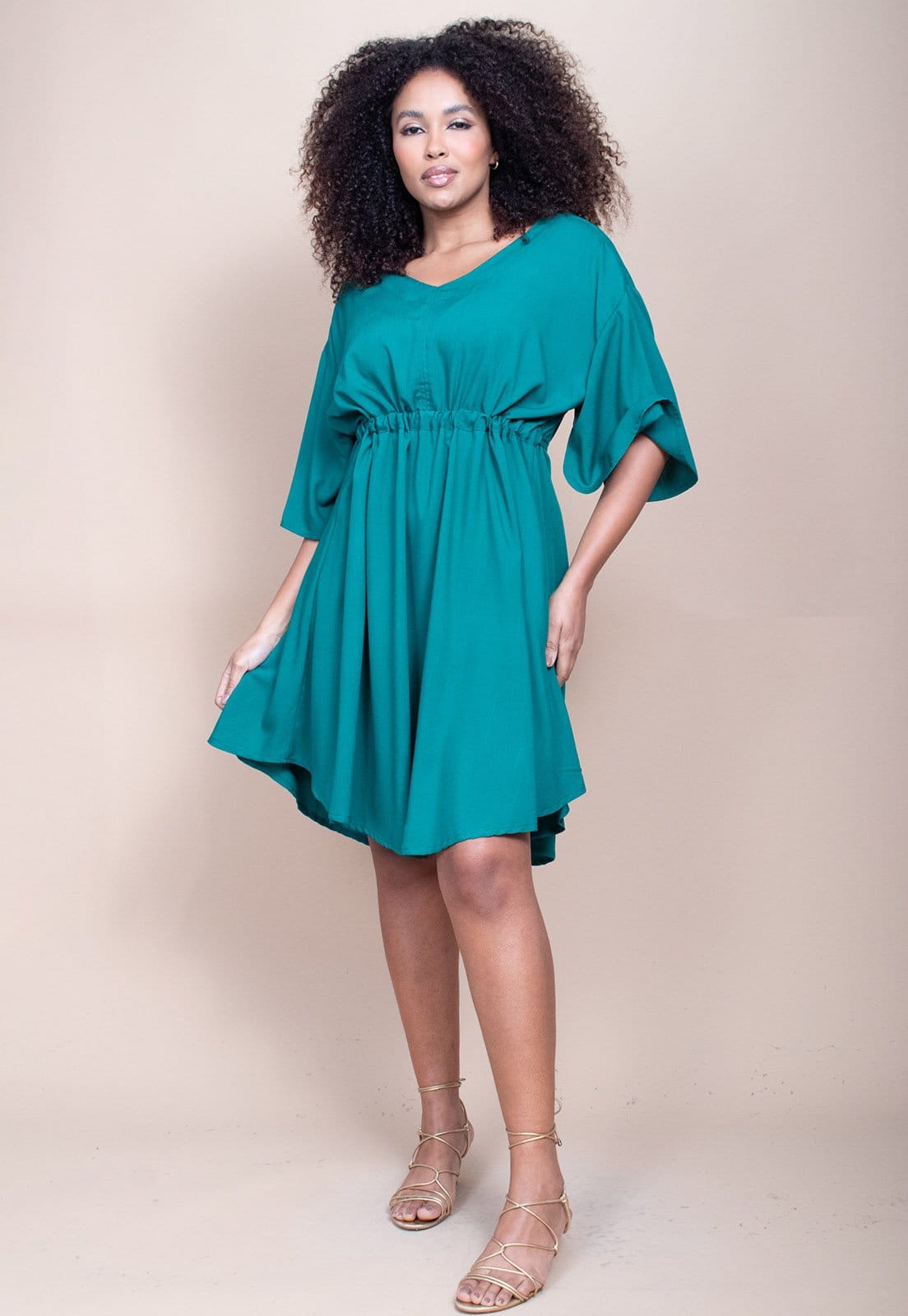 Vestido Curto CabanaFree Caaxixá Viscose com Cordão na Cintura