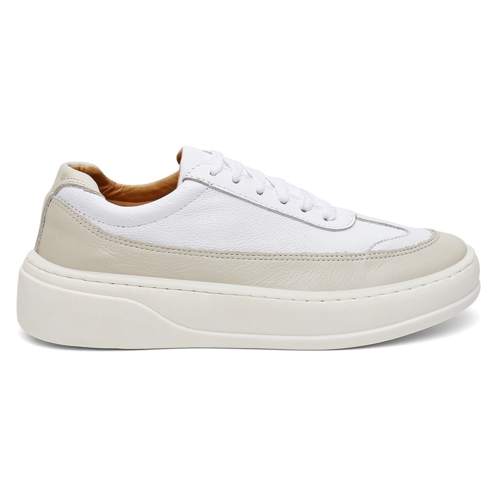 Vista 2 Tênis Masculino de Couro Casual Branco e Off White ROMEU E JULIETA SHOES branco white
