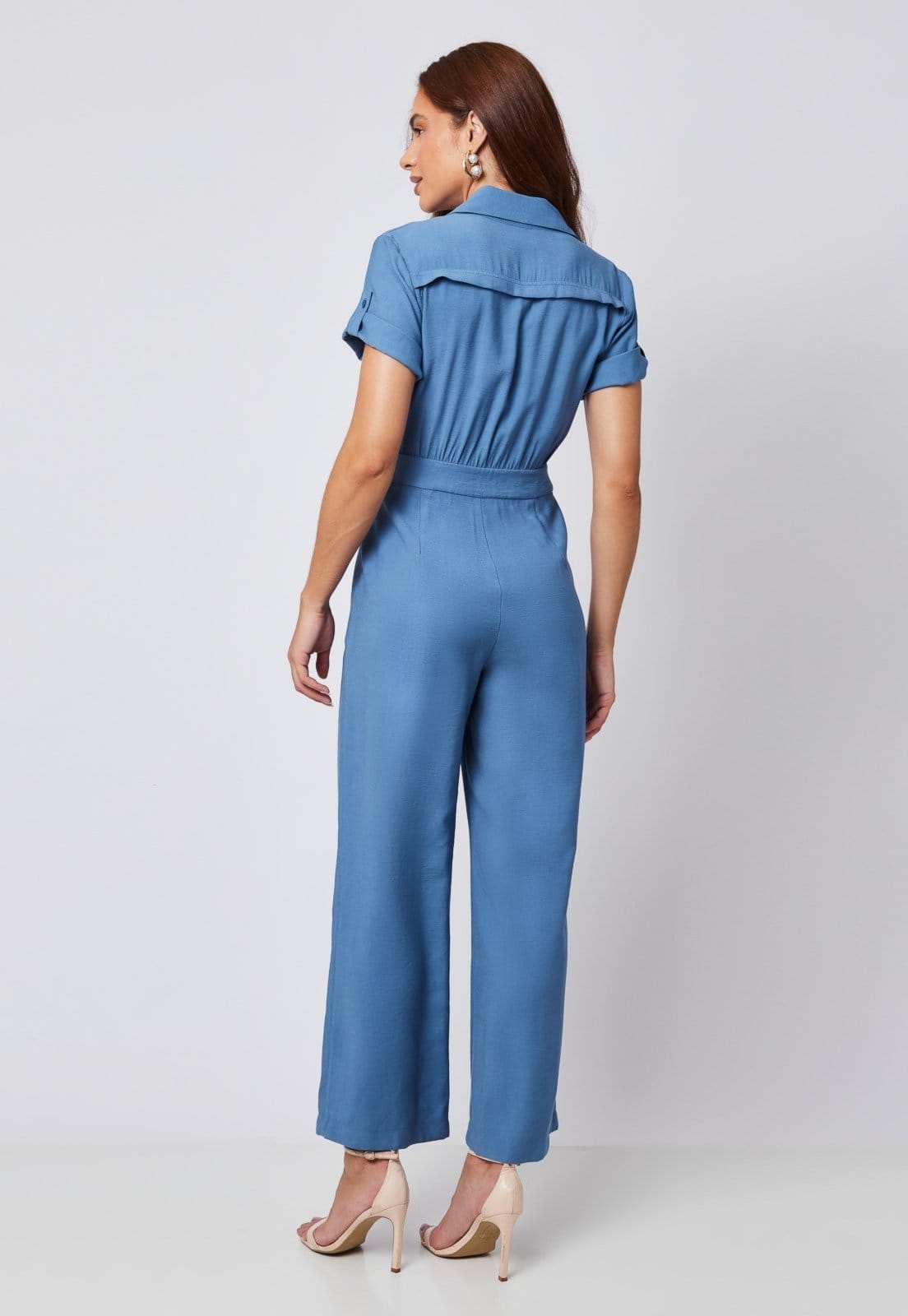 Vista 2 Macacão Utilitário Miss Joy 8124 Alfaiataria Jeans MISS BY JOY azul