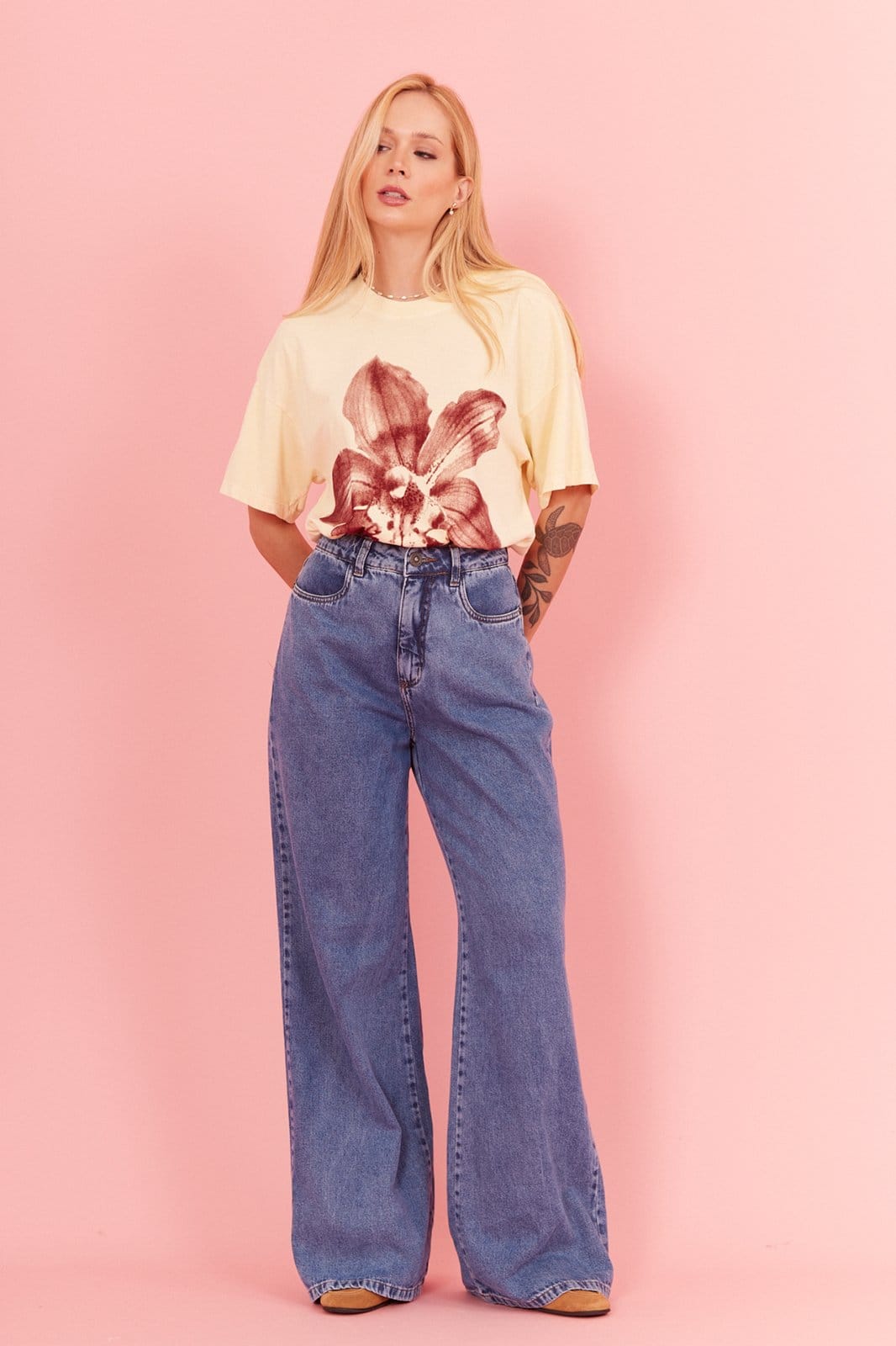 Calça Jens In Love Wide Leg Dulce Jens Escuro