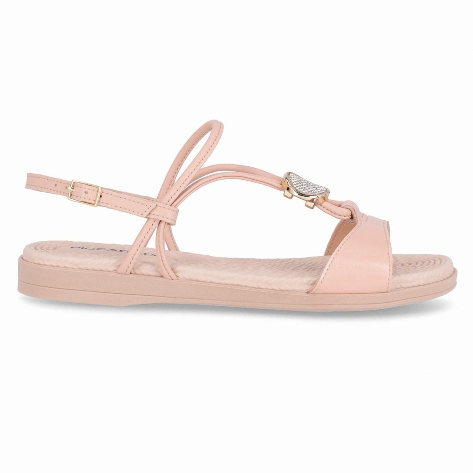 Vista principal Sandália Rasteirinha Adla Rose Piccadilly rosa rose