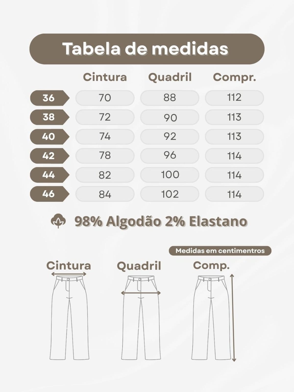 Vista 2 Calça Sarja Caqui Reta Cintura Alta Feminina Crawling cáqui caqui