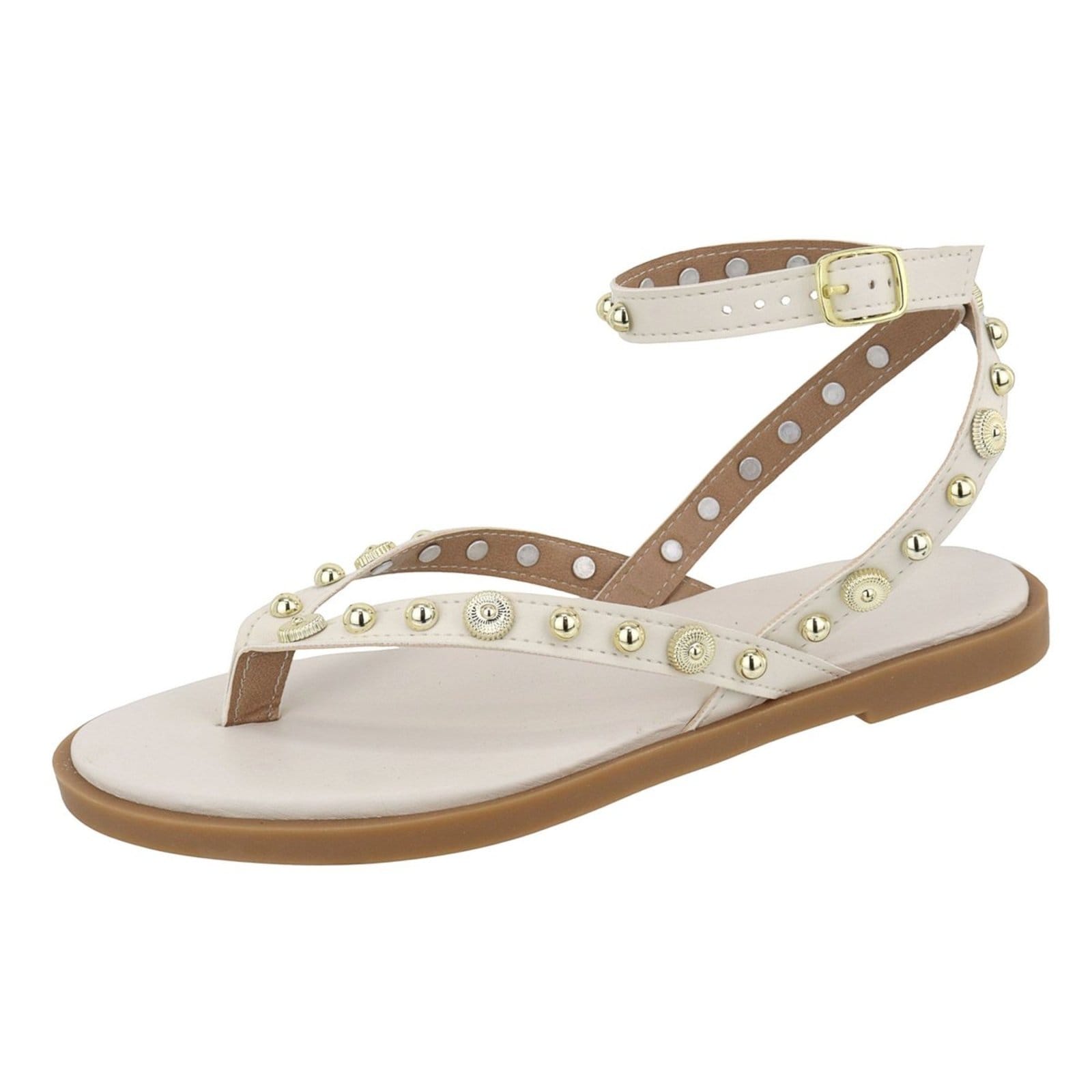 Rasteira Sandália Feminina Bolinhas Estilosa Lançamento Off White