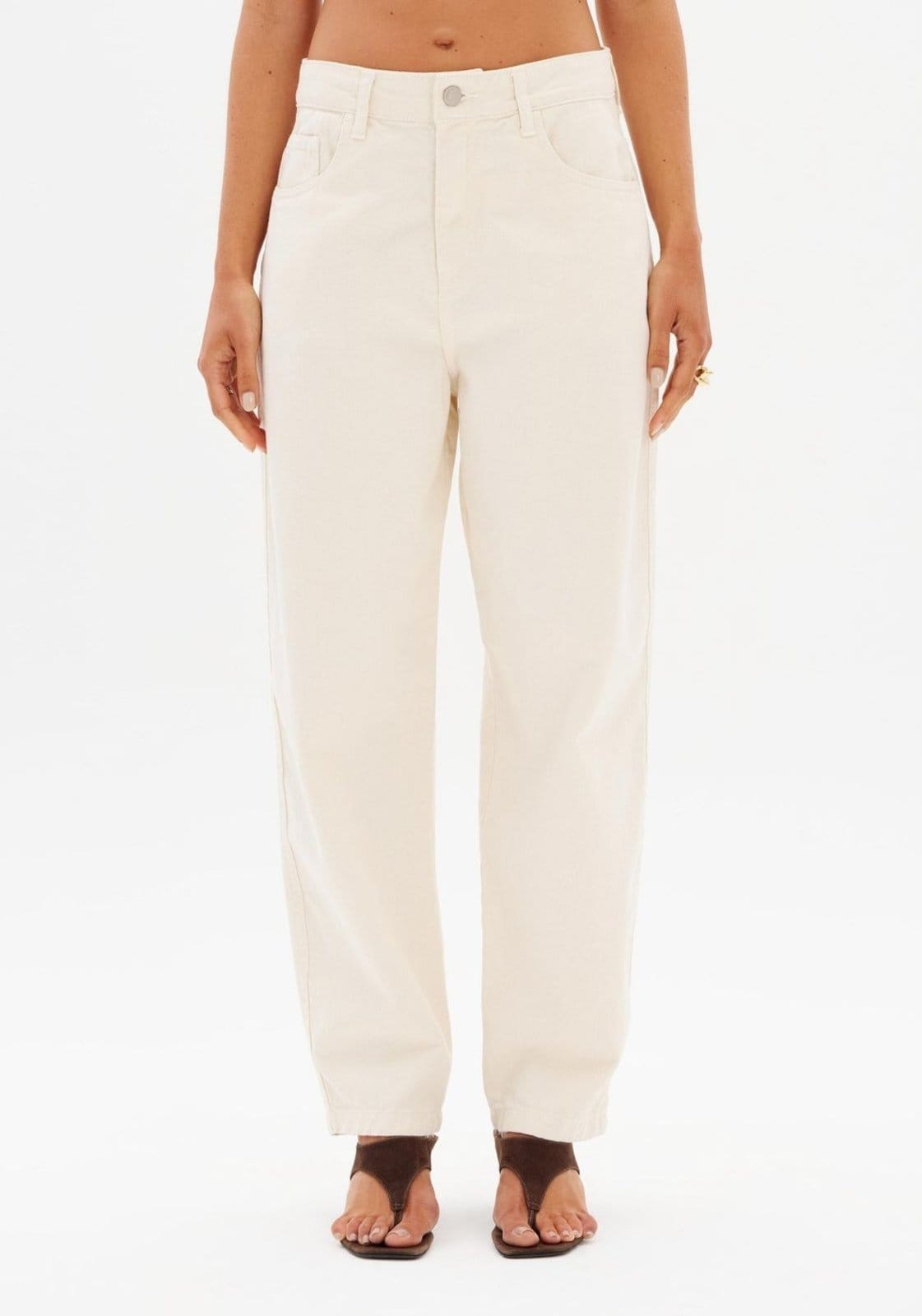 Vista 2 Calça Sarja Baggy Cintura Média My Favorite Things branco