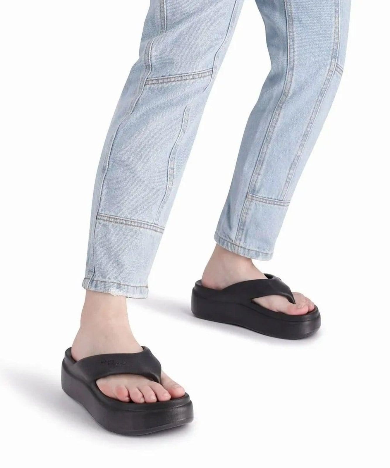 Vista 2 Tamanco Piccadilly Marshmallow Flatform Preto Piccadilly incolor