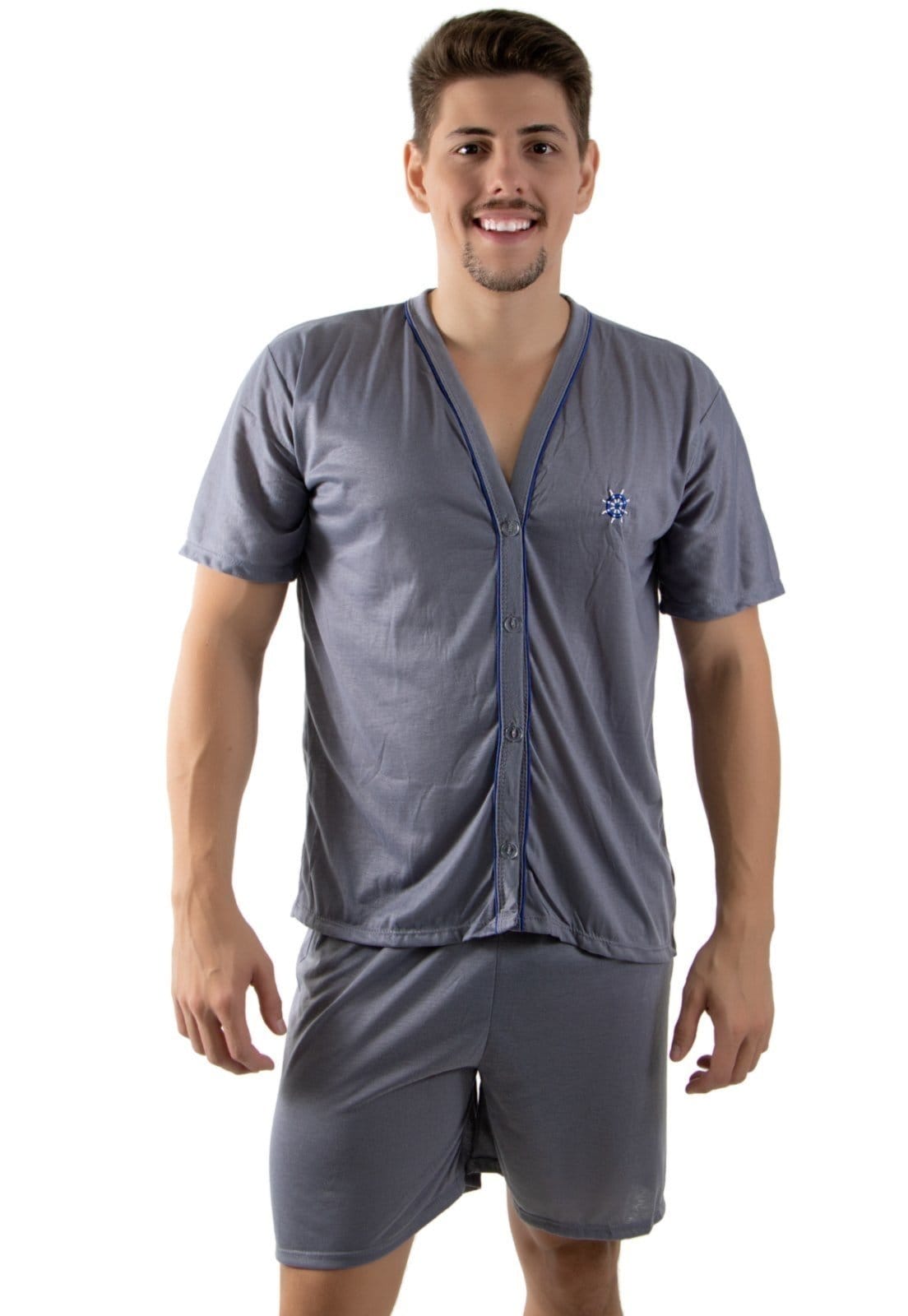 Pijama Linha Noite de Botão Chumbo