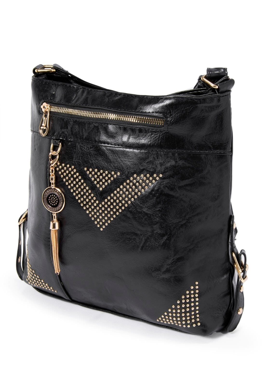 Vista 2 Bolsa Sacola Transversal Preta Multifuncional Madami preto