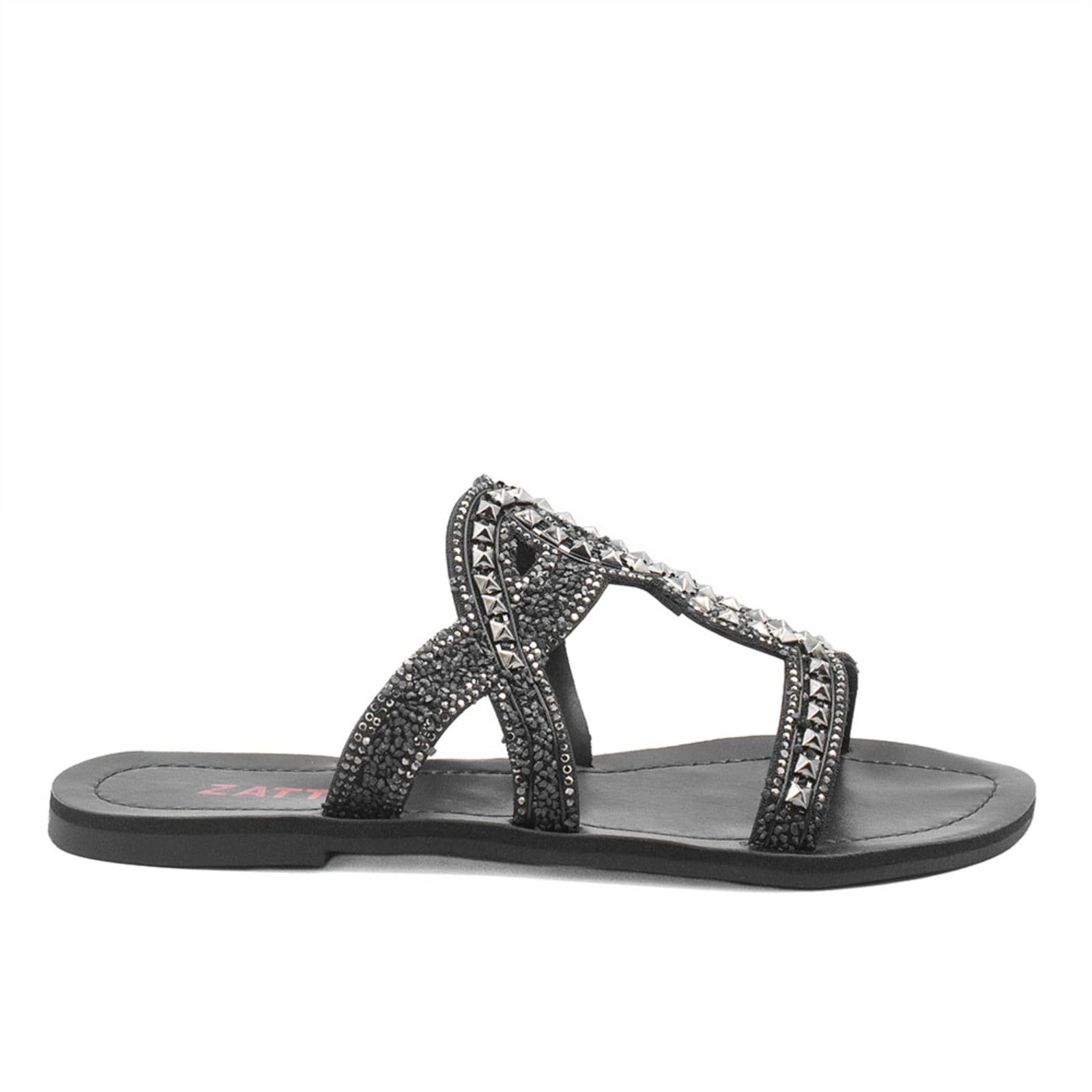 Rasteira Feminina Zatta Pedraria Marina Preta