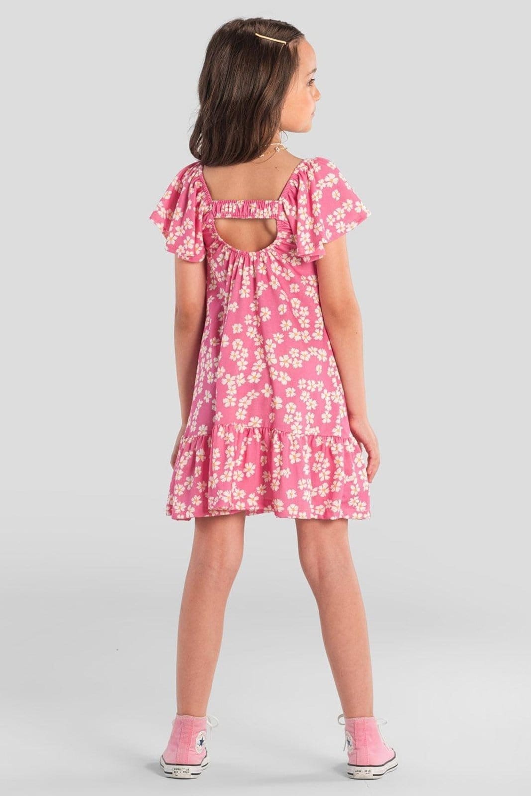 Vista 2 Infantil - Vestido menina com flores Brandili Brandili rosa