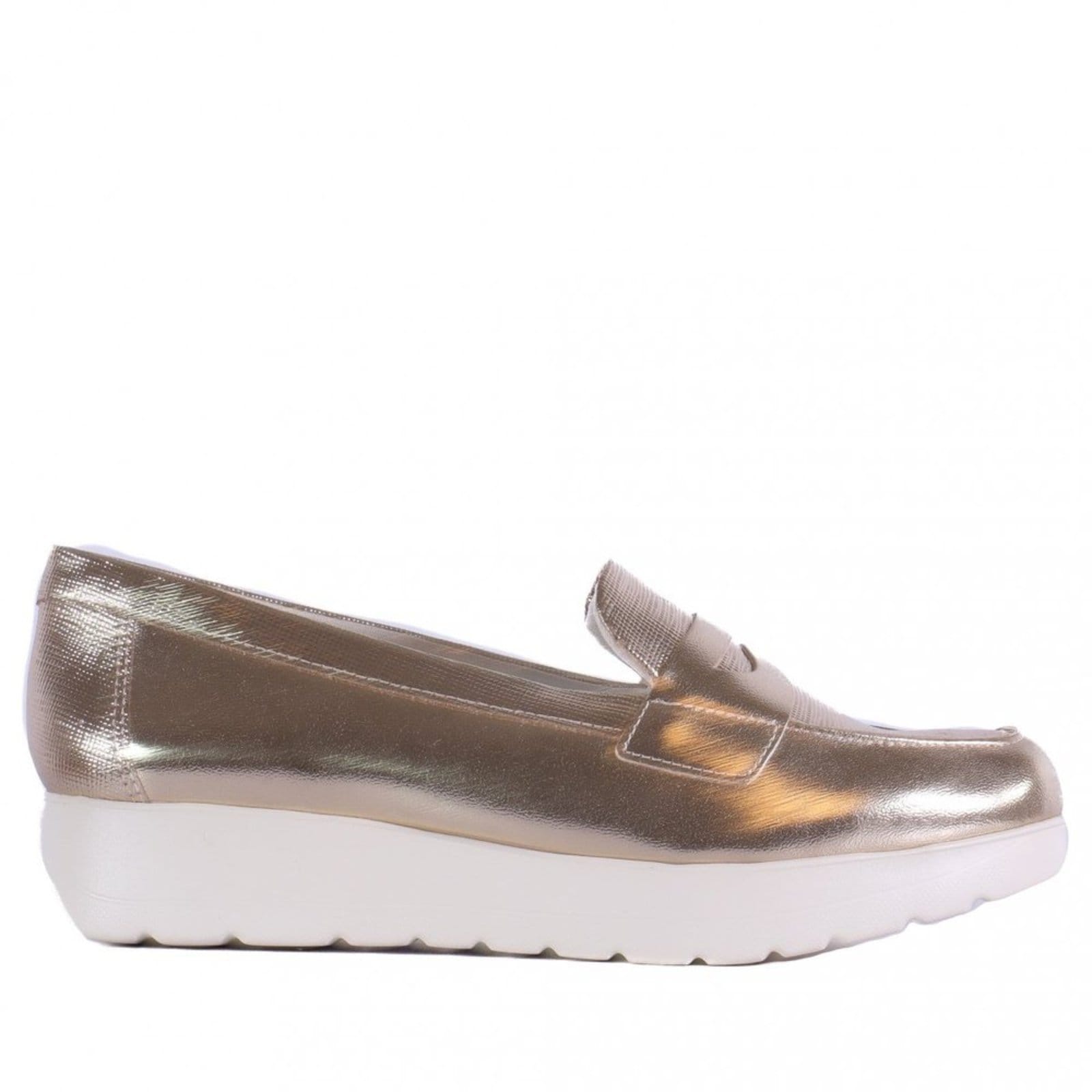 Vista principal Mocassim Comfortflex Feminino 25-59401 Comfortflex Comfortflex dourado