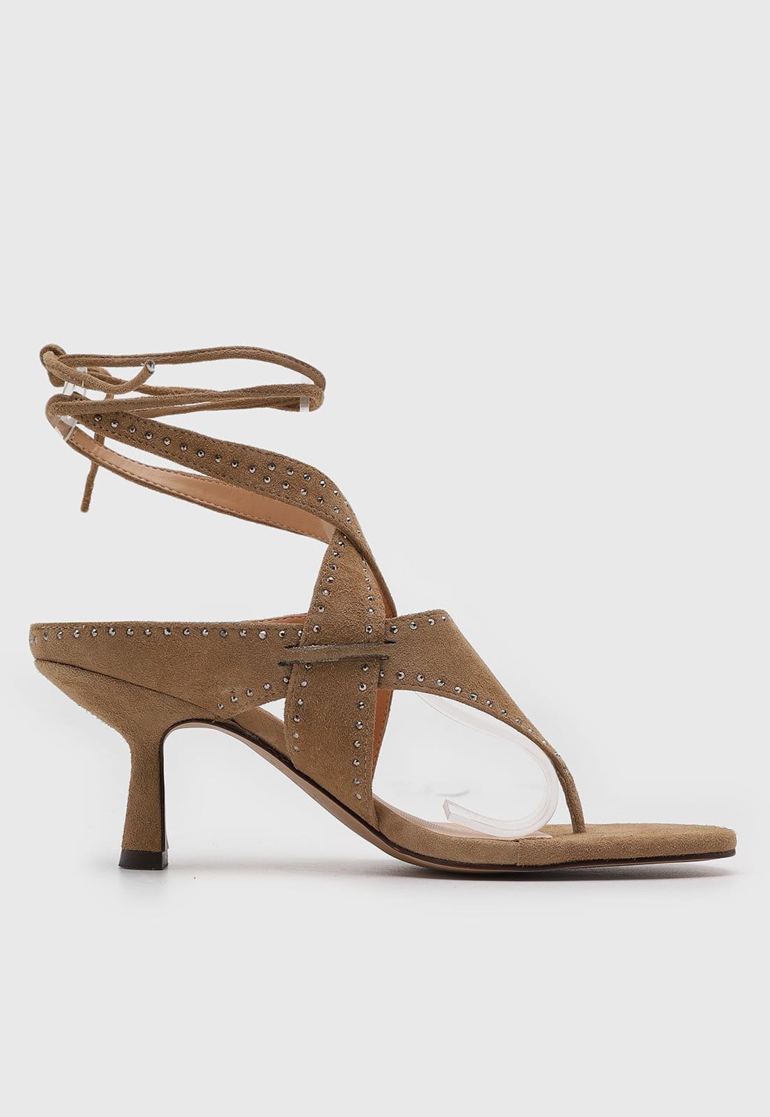 Vista 2 Sandália Feminina Luiza Barcelos Tiras Amarração Luiza Barcelos marrom