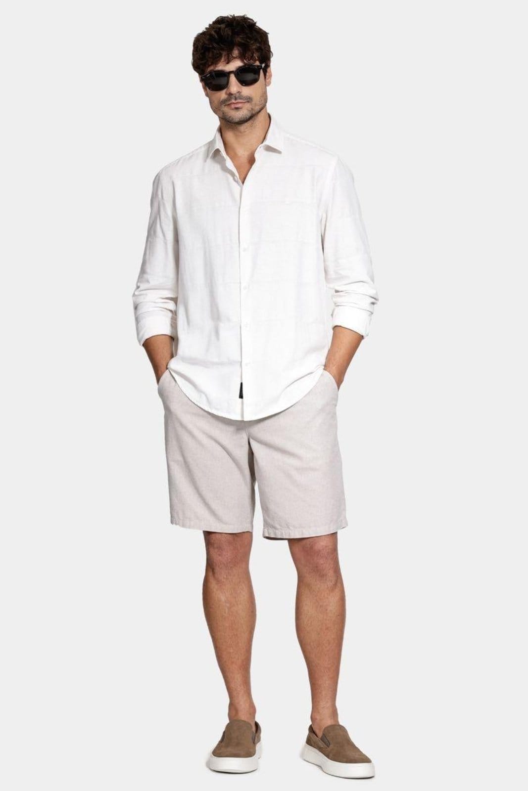 Vista 2 Camisa Aramis Manga Longa Regular Algodão Capri Natural Aramis nude natural