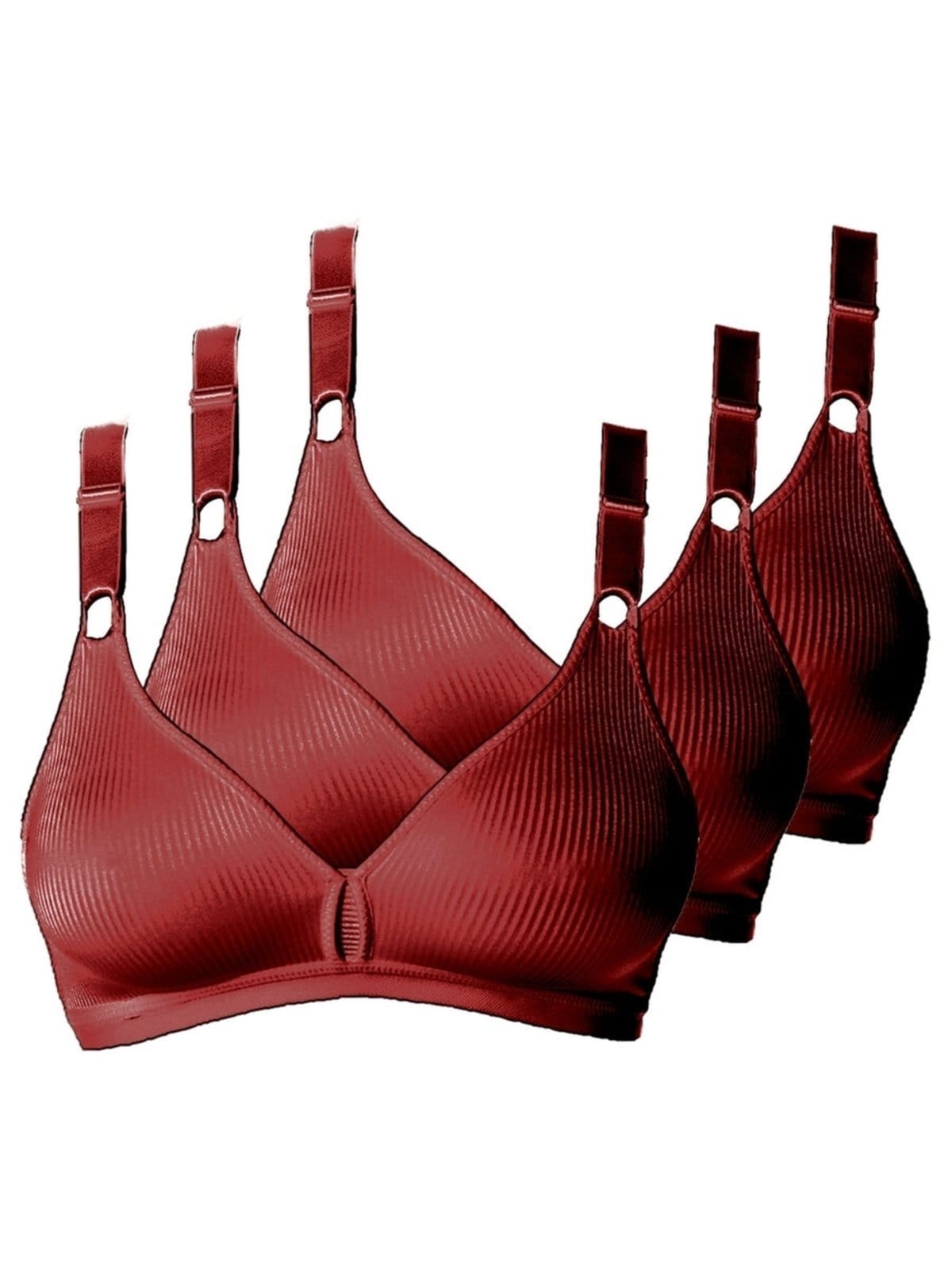 Vista principal Kit com 3 Sutiãs sem Aro e sem Bojo Demillus 61196/61096 Taça B Demillus vermelho