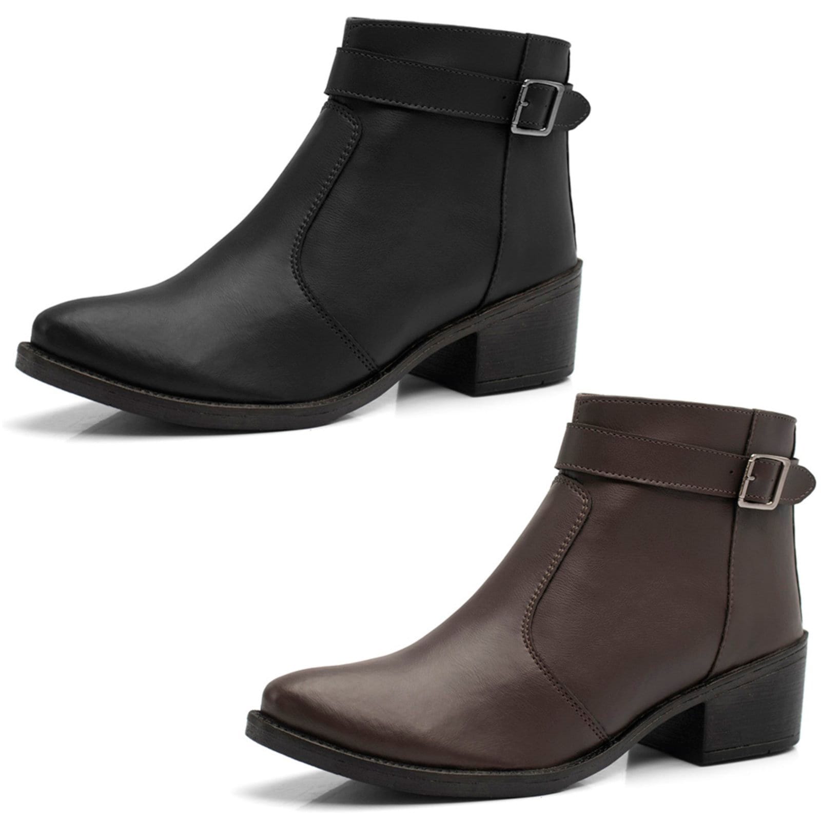 Kit 2 Pares Bota Feminina Épico Cano Curto Chelsea Salto 4cm Com Detalhes Ziper