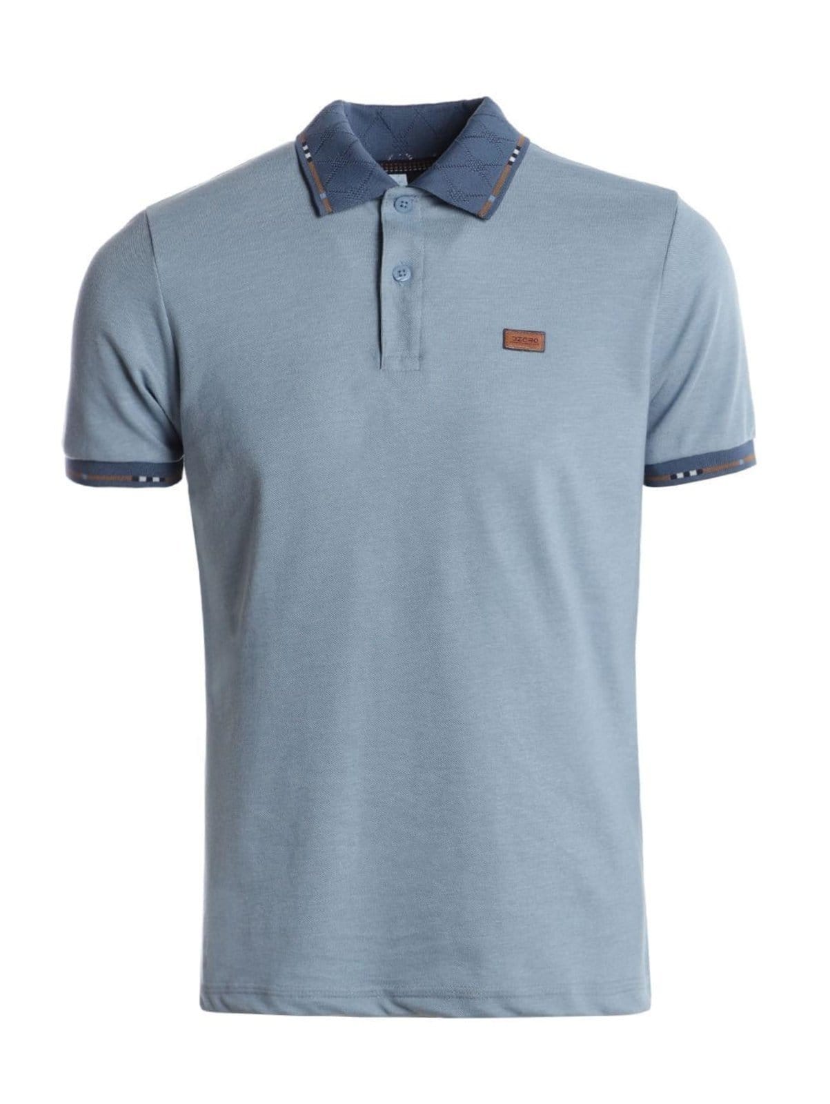 Vista 2 Polo Piquet Gola Trabalhada Masculina DZero azul