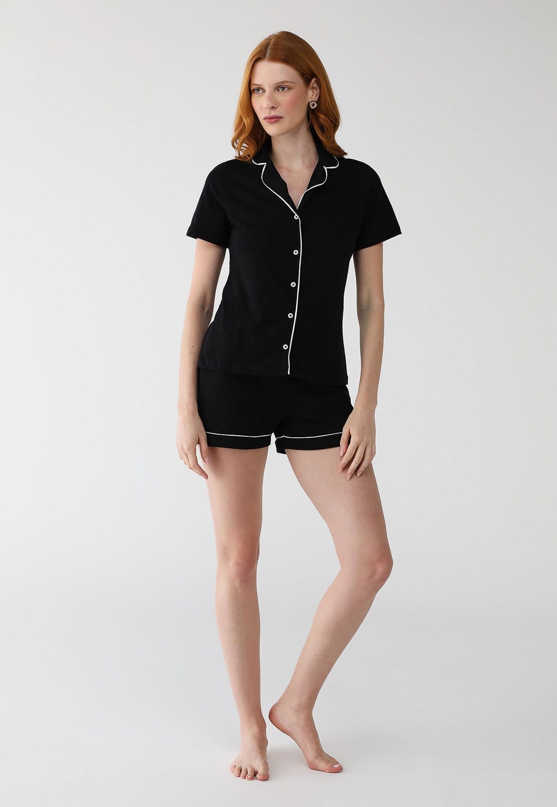 Vista principal Conjunto de Pijama Hering Curto Americano Hering preto