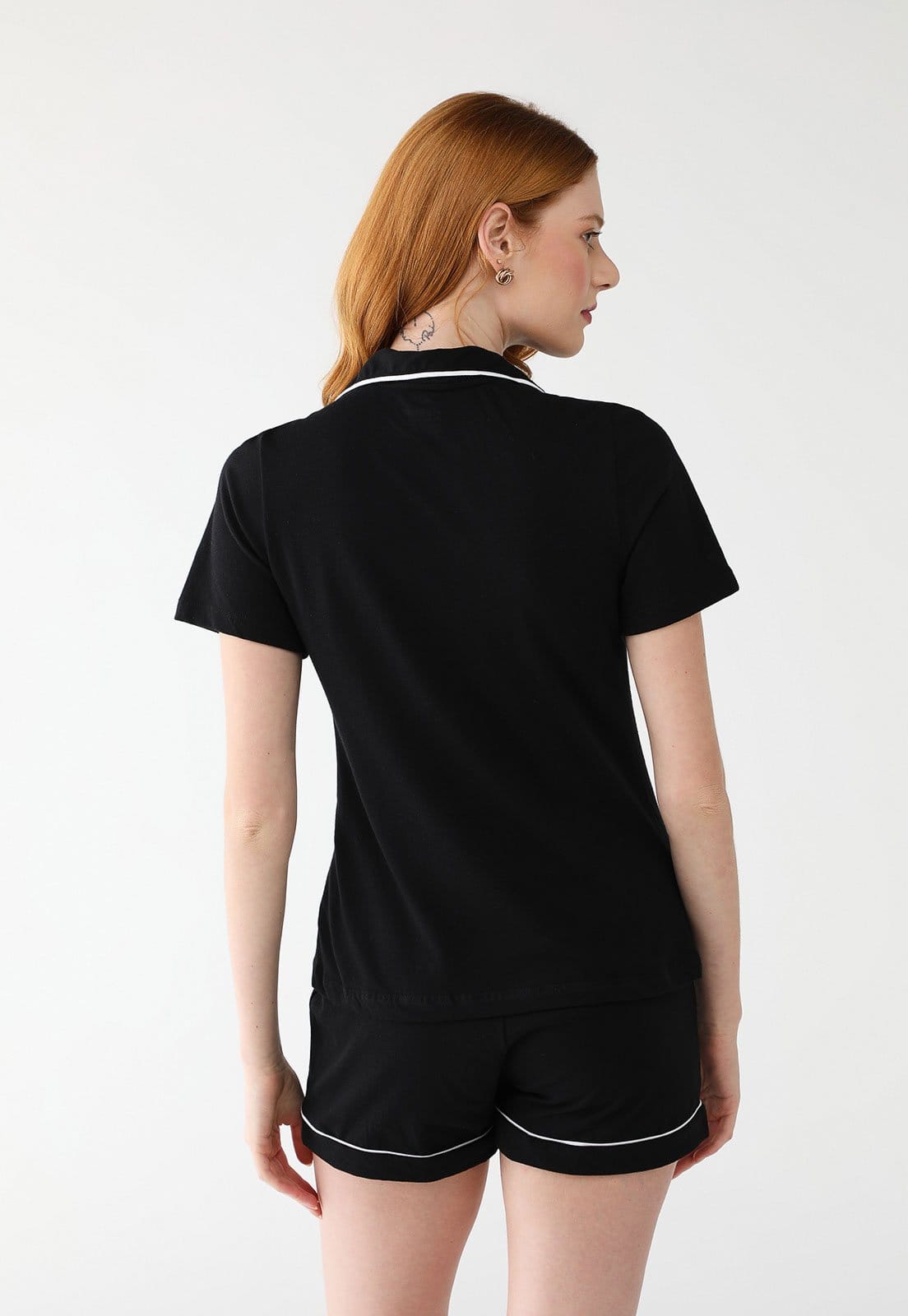 Vista 2 Conjunto de Pijama Hering Curto Americano Hering preto