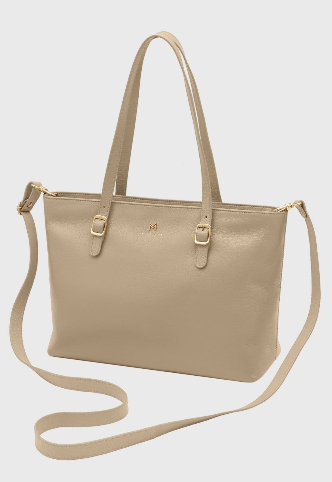 Vista principal Bolsa Transversal Couro Mariart Cedro Aveia Mariart bege