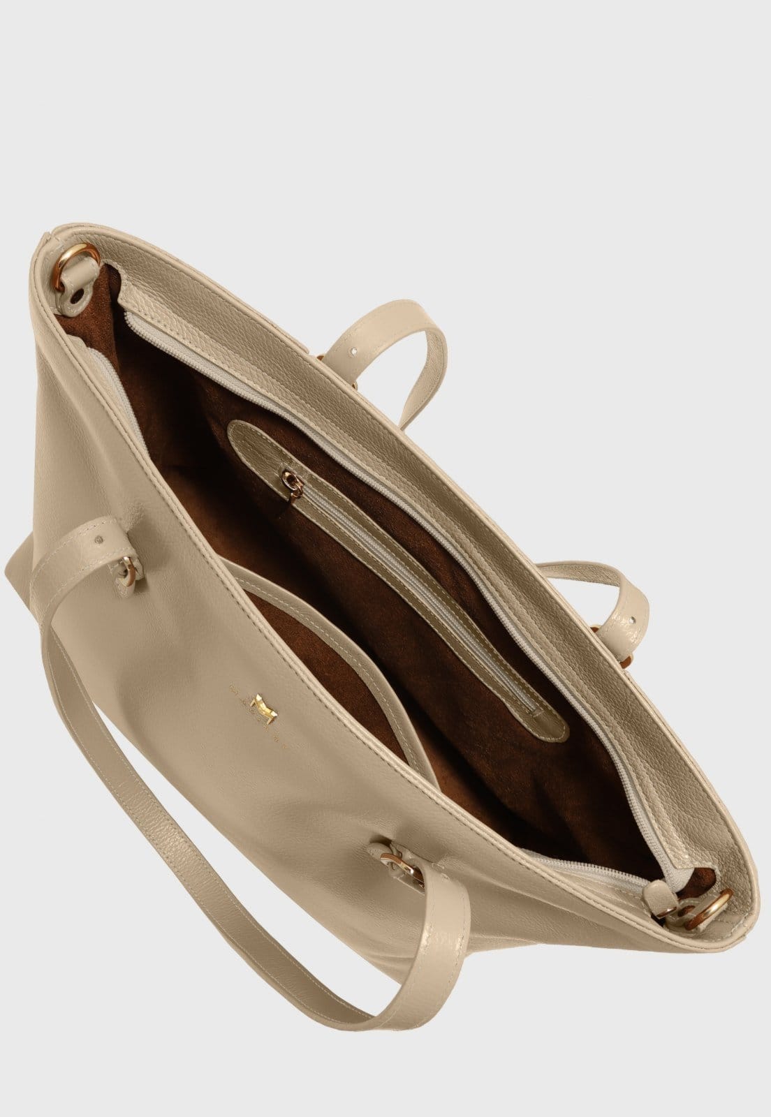 Vista 2 Bolsa Transversal Couro Mariart Cedro Aveia Mariart bege