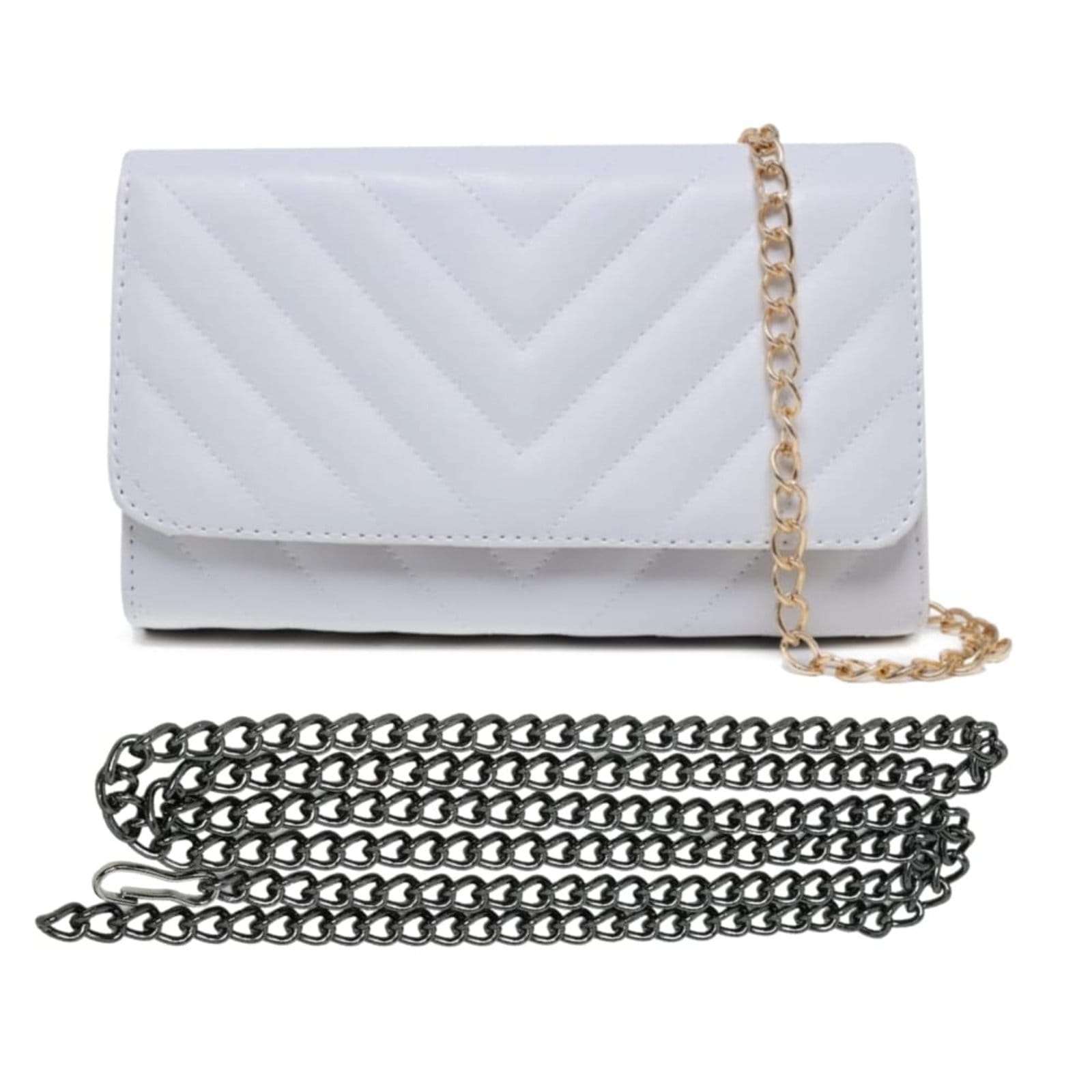 Bolsa Feminina Branca Clutch Pequena De Mão De Ombro Tipo Carteira 2 Alças Removíveis Moda Festa Elegante