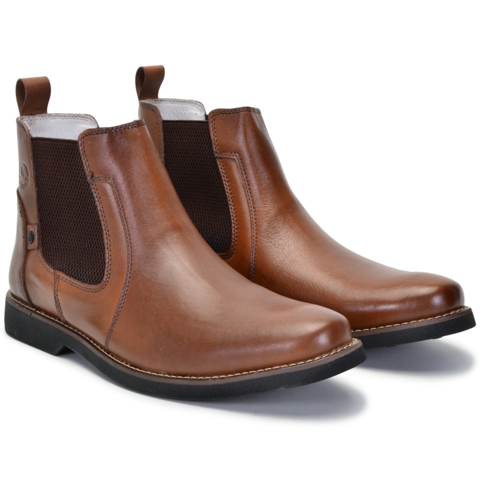 Vista 2 Botina Chelsea Masculina Ferrile Em Couro Forro De Couro Tostado 22023 Ferrile café