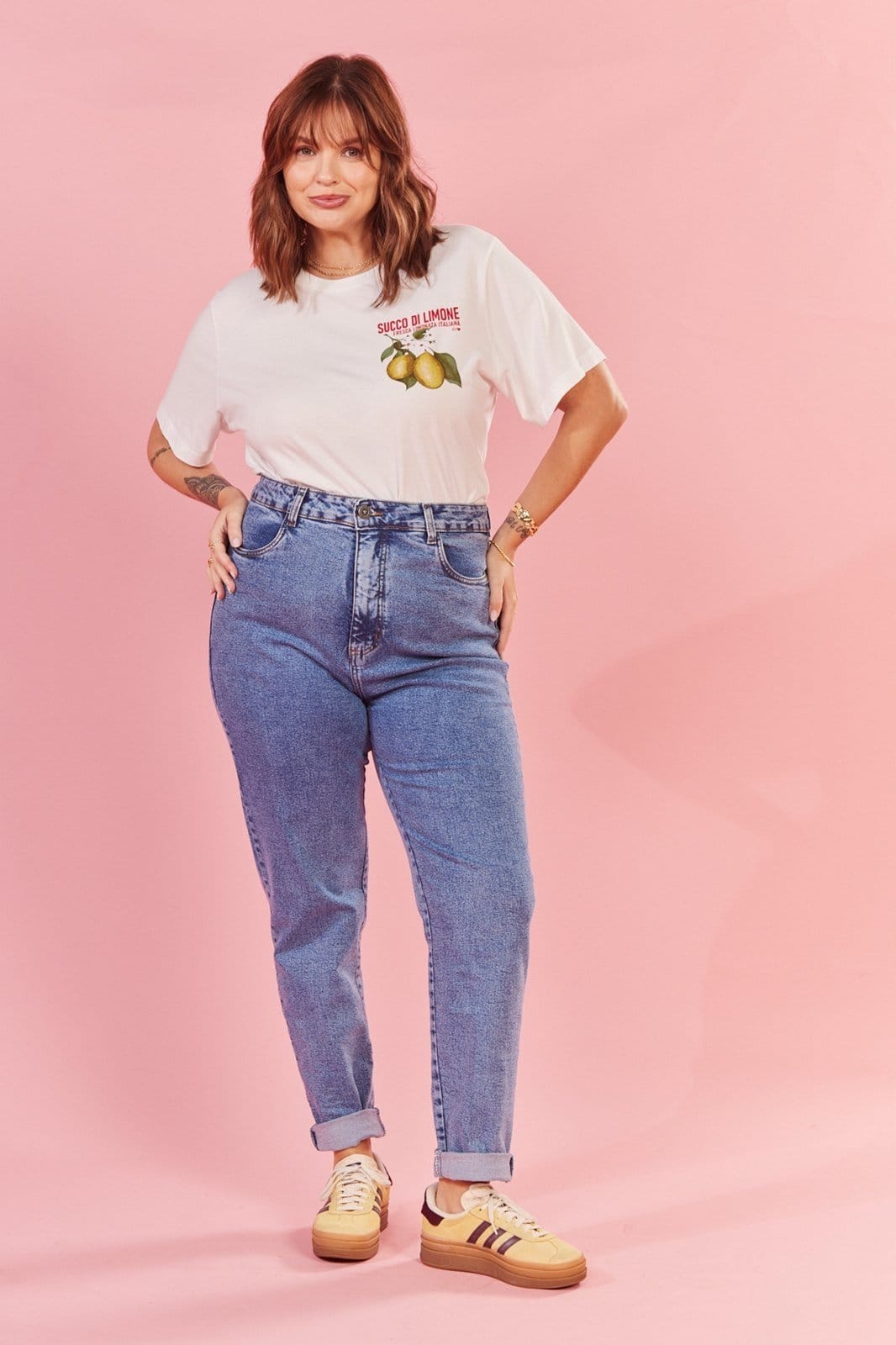 Vista 2 Calça In Love Mom Com Elastano Astride In Love azul