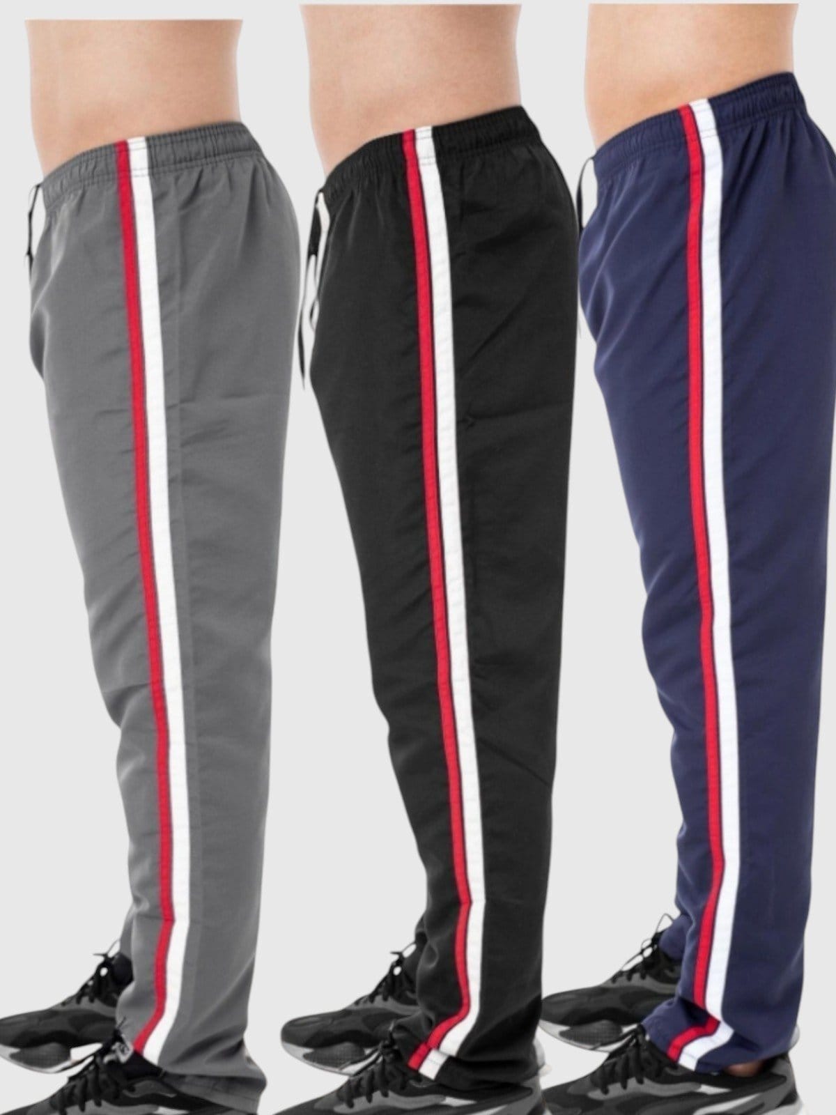 Vista principal Kit 3 Calça Tactel D Bell Outlet Fashion Masculina Preta/Azul/Cinza D BELL OUTLET FASHION preto azul