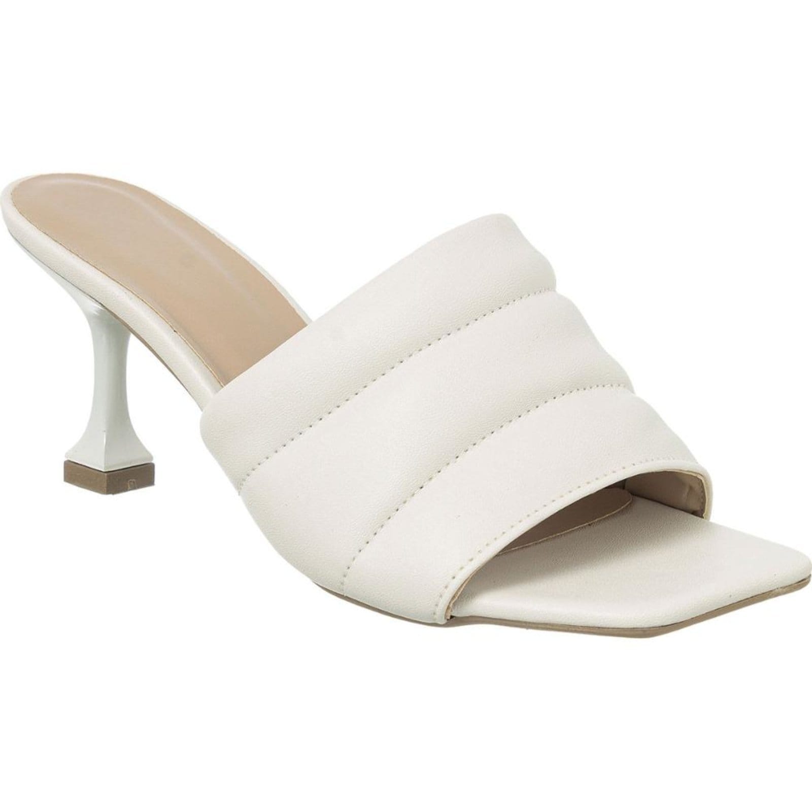 Sandália Tamanco Salto Taça Baixo Confortável e Elegante Off-white