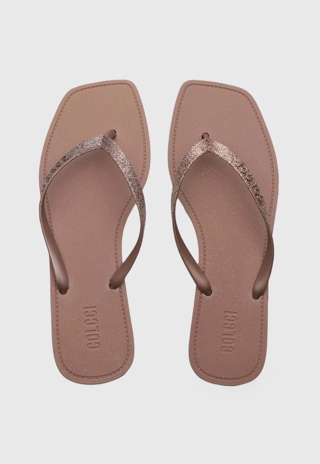 Vista principal Chinelo Feminino Colcci Tiras Finas Glitter Colcci marrom
