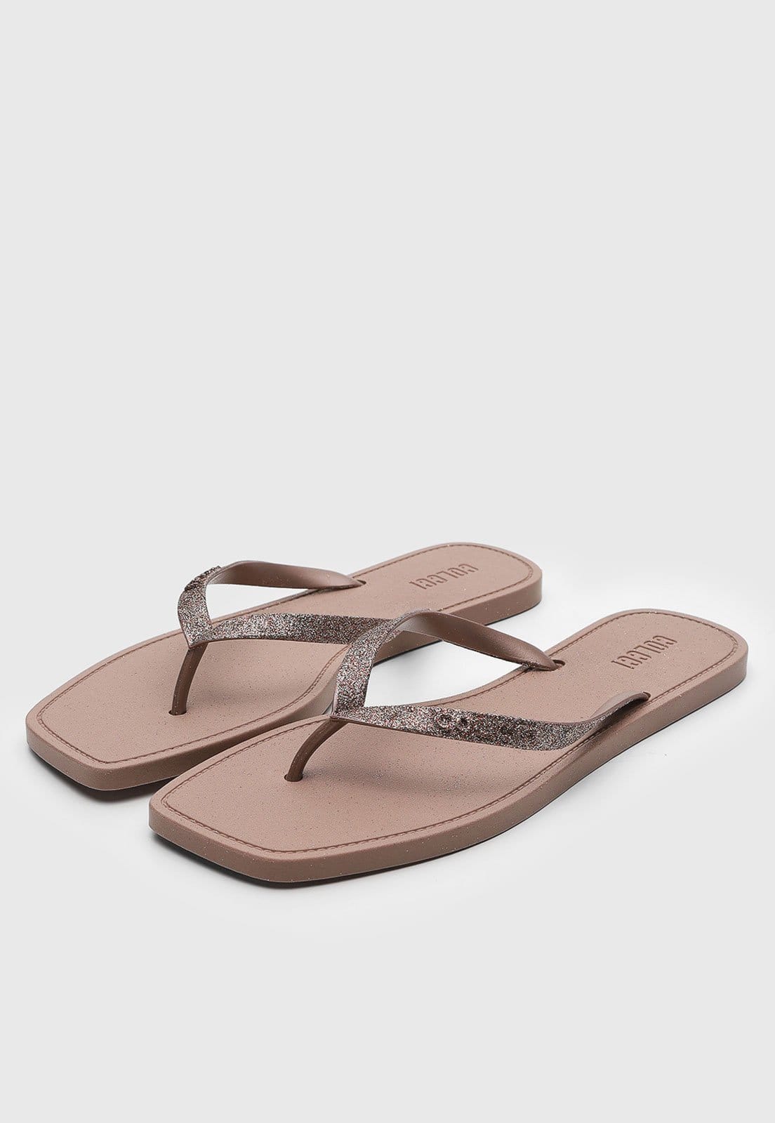 Vista 2 Chinelo Feminino Colcci Tiras Finas Glitter Colcci marrom