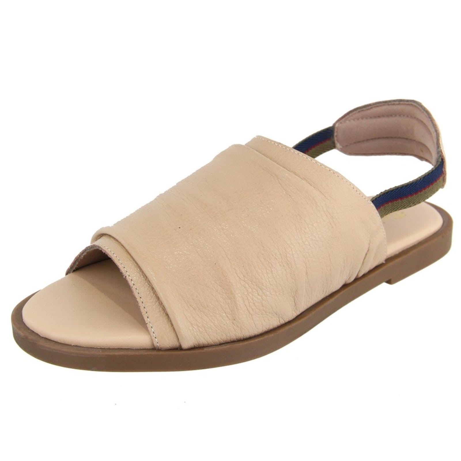 Vista principal Sandália Rasteira em Couro Palmilha Extra Conforto Calce Fácil Maria Paula Amêndoa MARIA PAULA nude