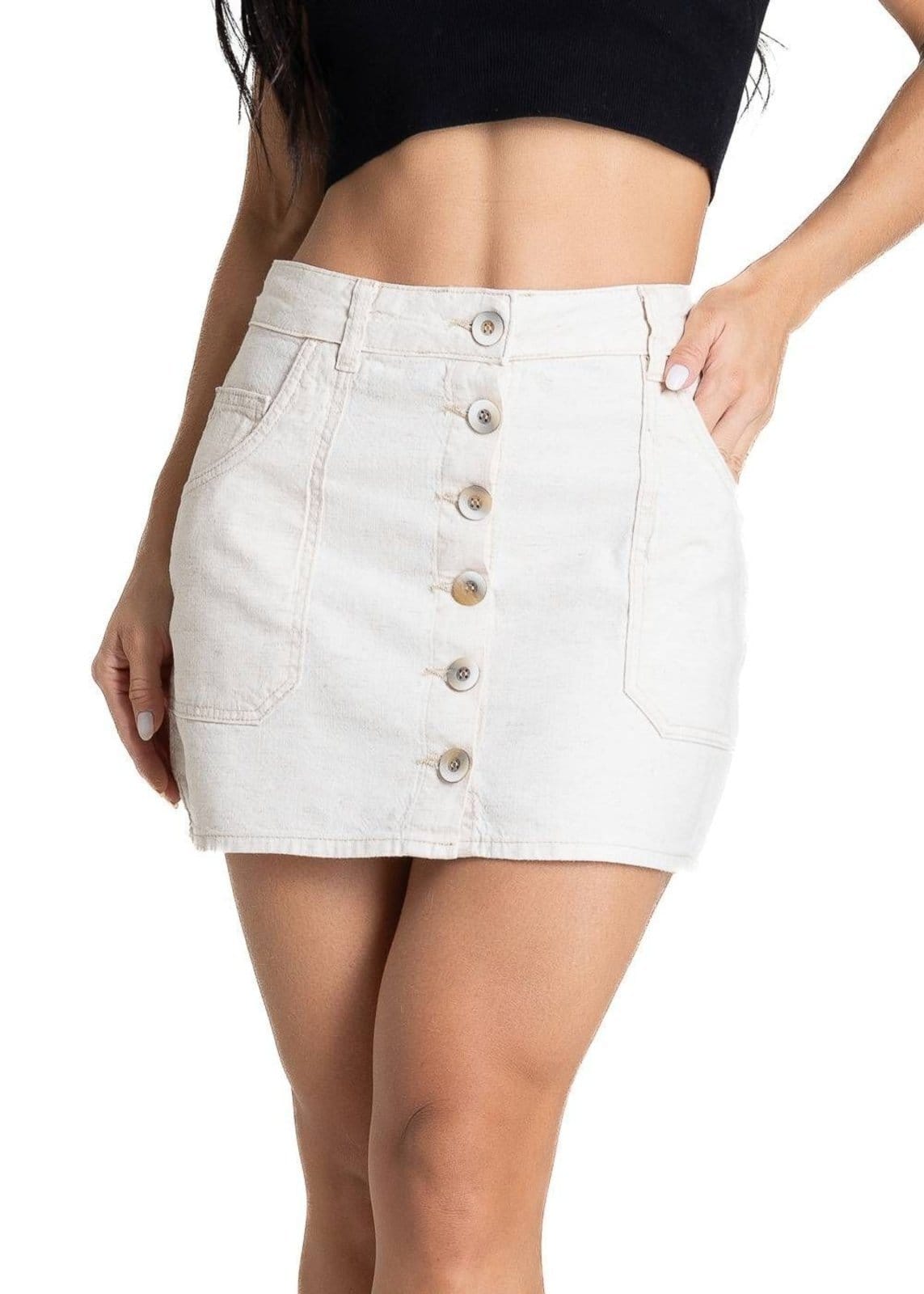 Vista principal Saia Linho Sawary - 281176 Sawary bege