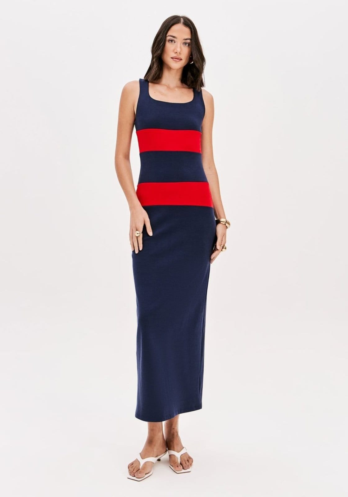 Vestido Super Midi Com Recortes