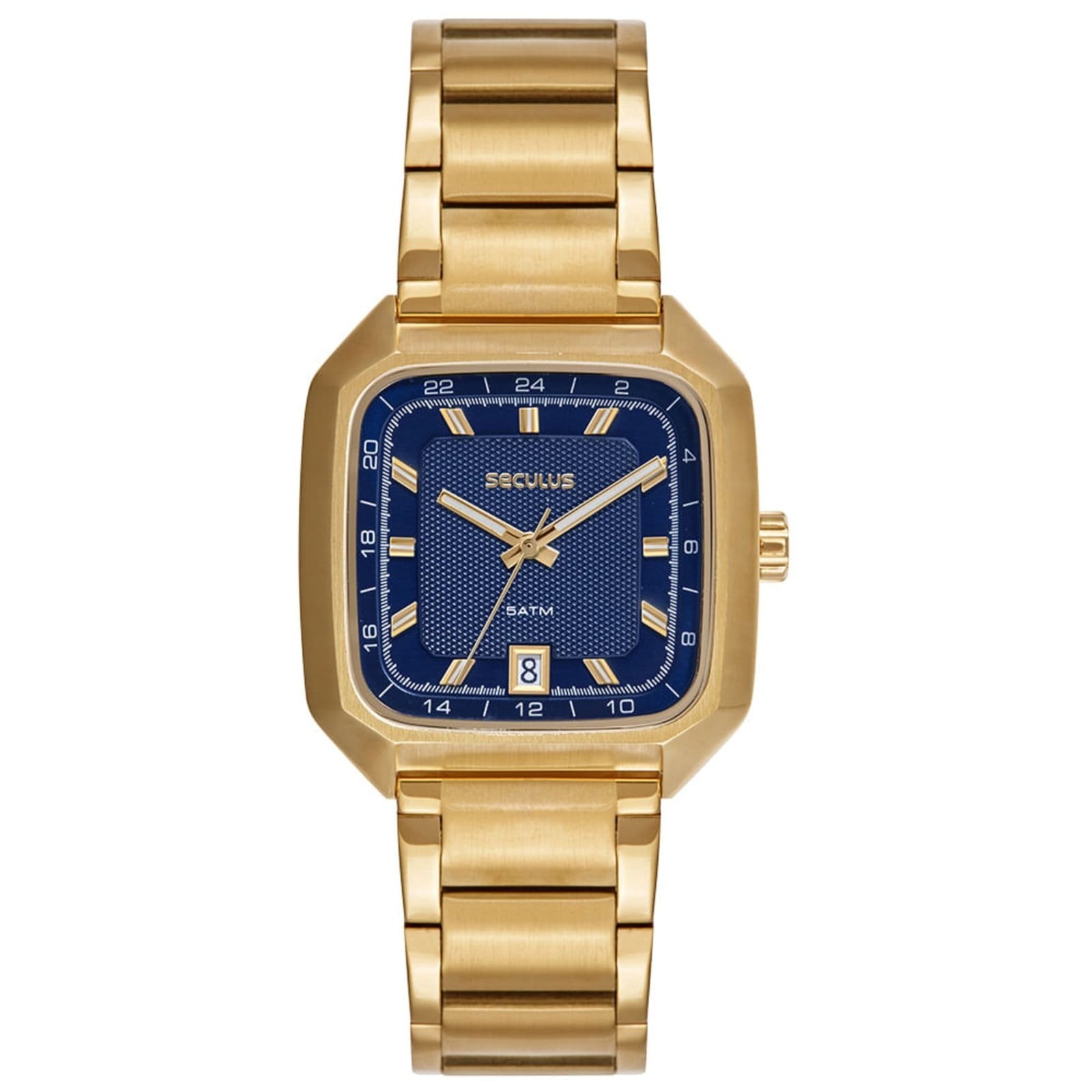 Relógio Masculino Seculus Quadrado Mostrador Azul