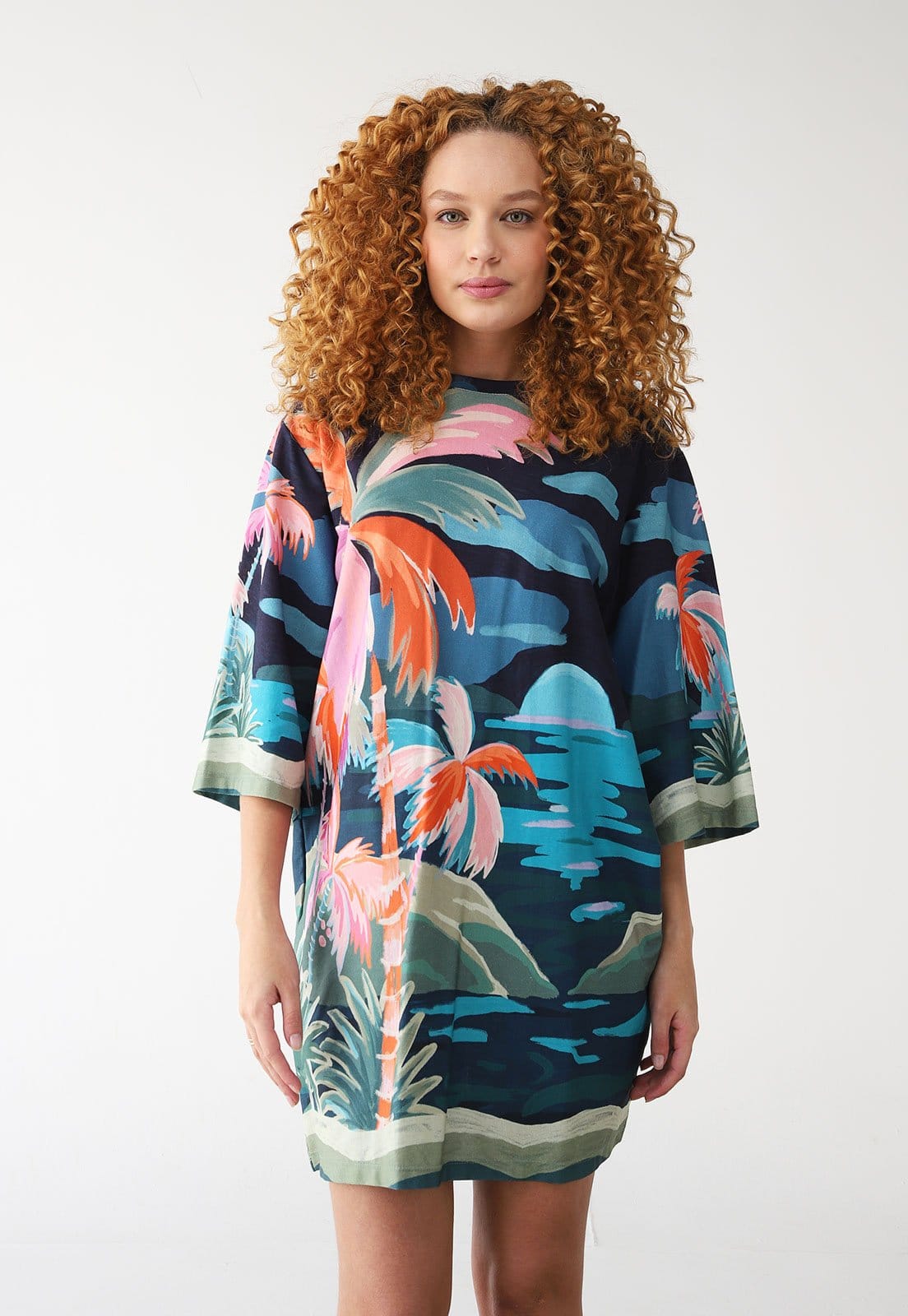 Vista 2 Vestido FARM Curto Tshirt Big Luar Azul-Marinho FARM azul marinho