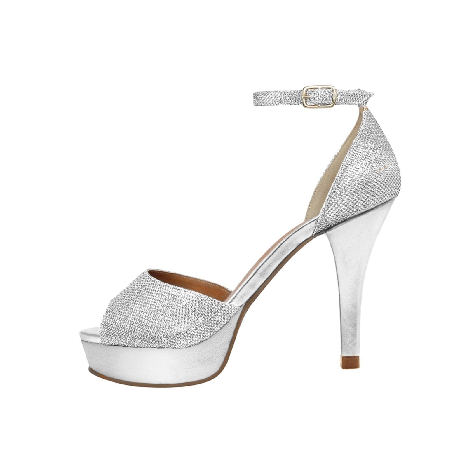 Vista 2 Meia Pata Salto Alto Fino Luiza Sobreira Glitter Mod. 2192 Luiza Sobreira prata