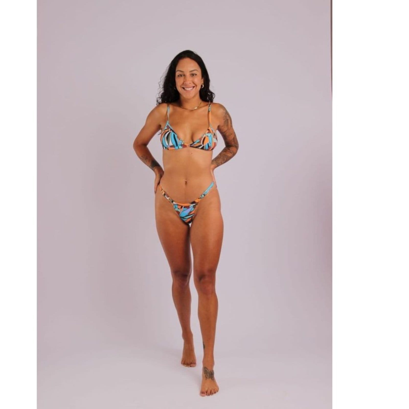 Vista 2 2414 - Calcinha de Biquíni Fio Com Metal Amazonia - Duna Casual DunaCasual estampado