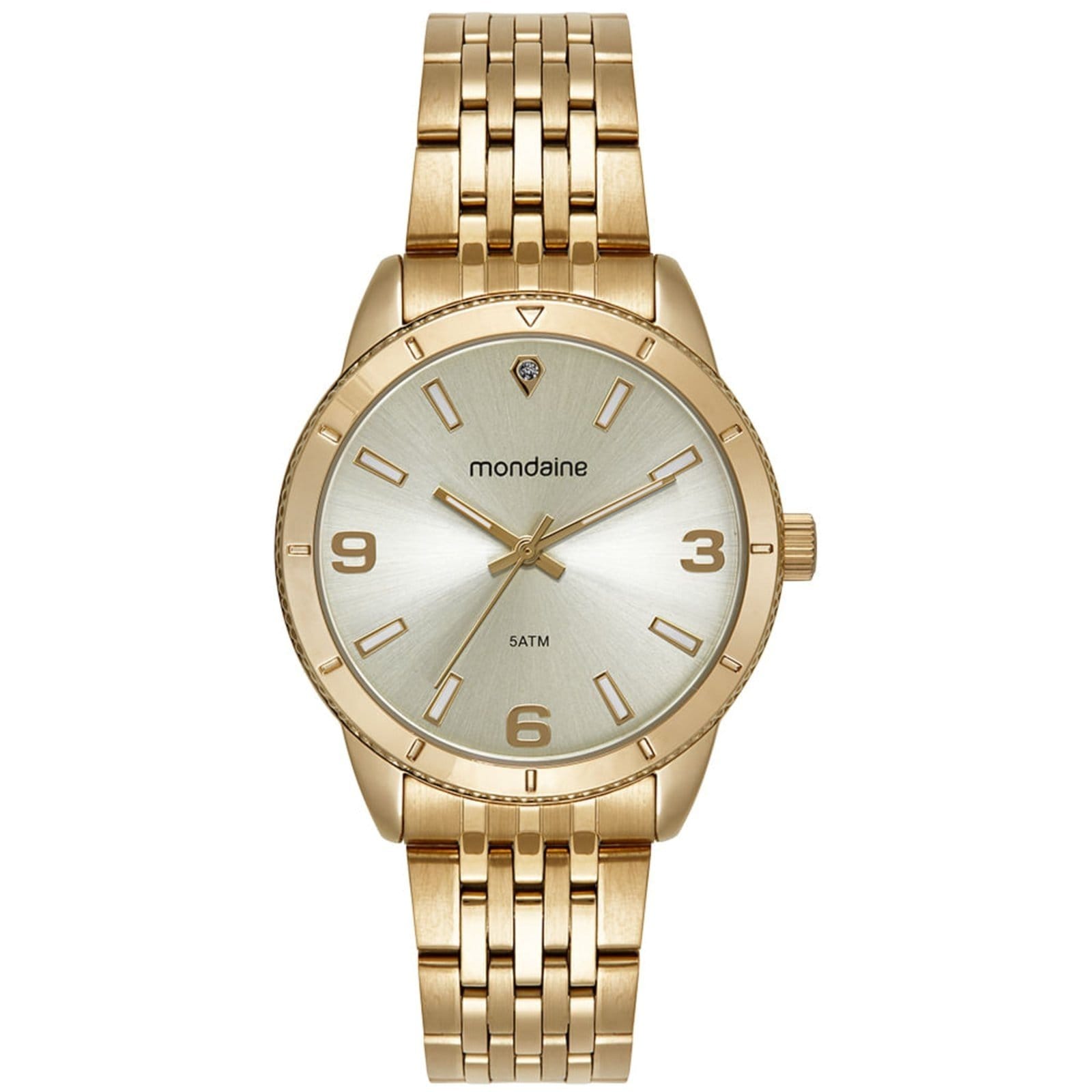 Vista principal Relógio Feminino Caixa Serrilhada Estojo Mini Bolsa Mondaine prata