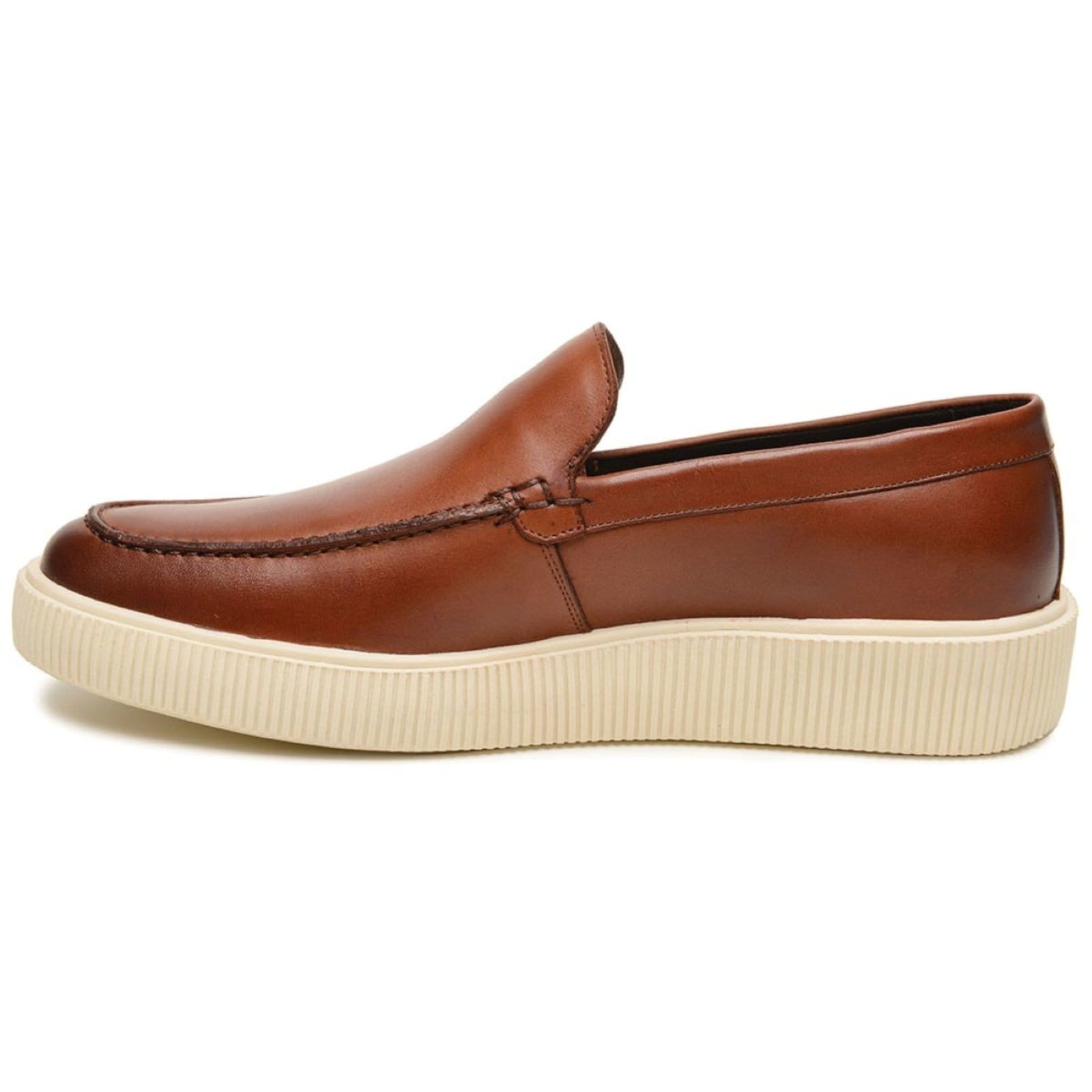 Vista 2 Sapato Casual Masculino A. Andrade Slip On Em Couro Social Sola Alta Conforto Tendência Whisky Anna Andrade marrom