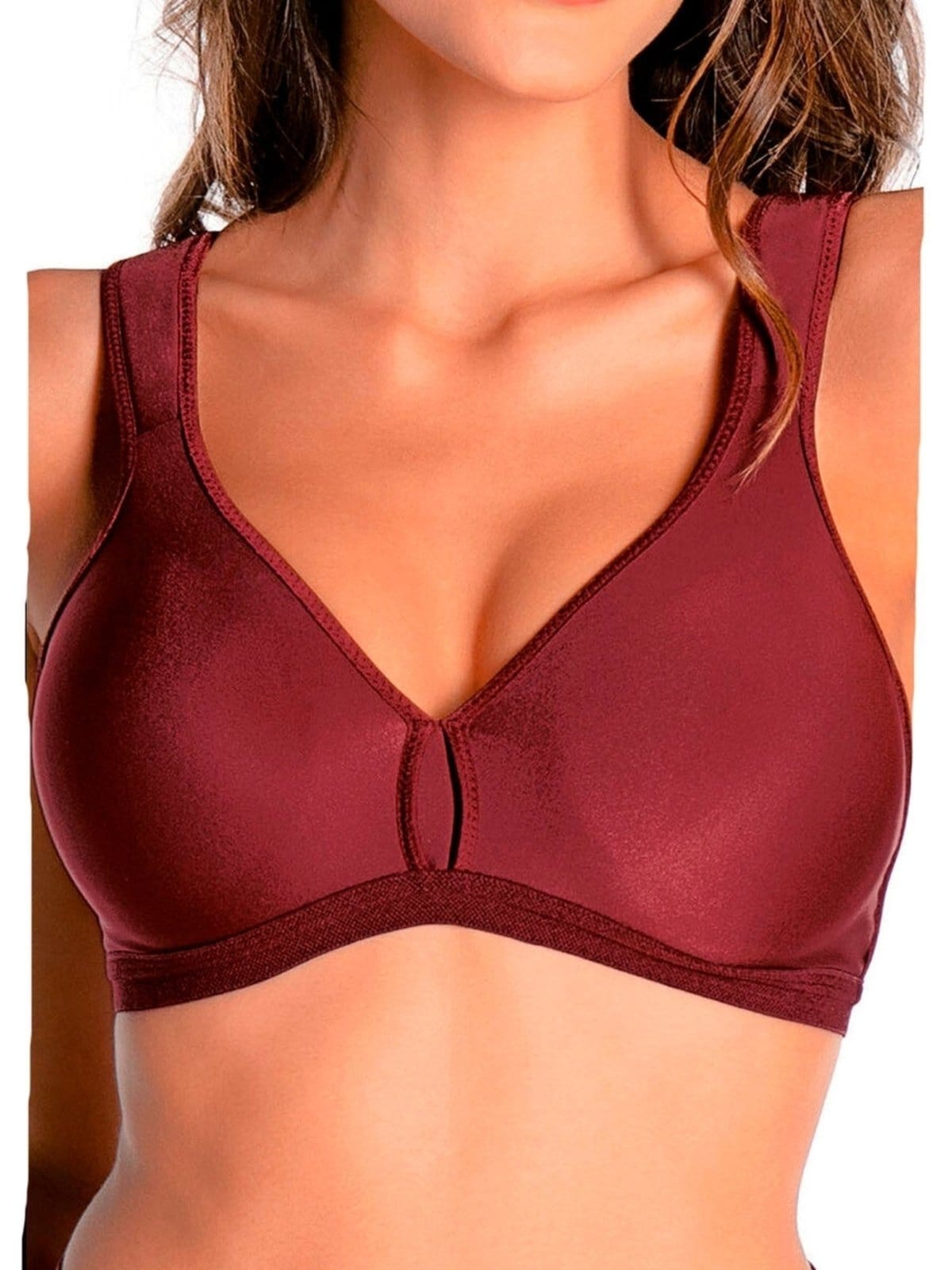 Vista 2 Kit com 2 Sutiãs sem Aro e sem Bojo Olimpo Conforto Demillus 61004 Demillus vermelho