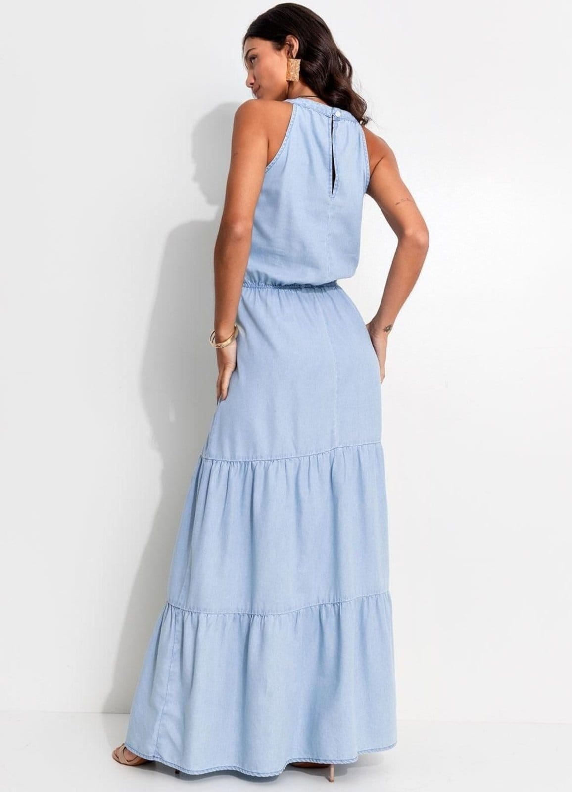 Vista 2 Vestido Jeans Claro Colorido Quintess azul