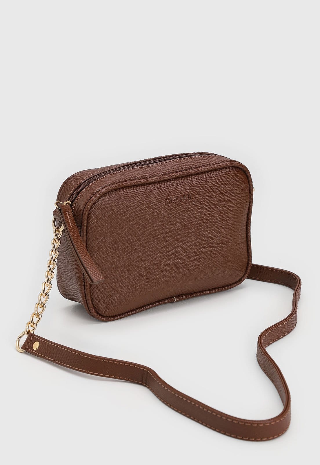 Vista 2 Bolsa Tiracolo Anacapri Detalhe Corrente Anacapri marrom