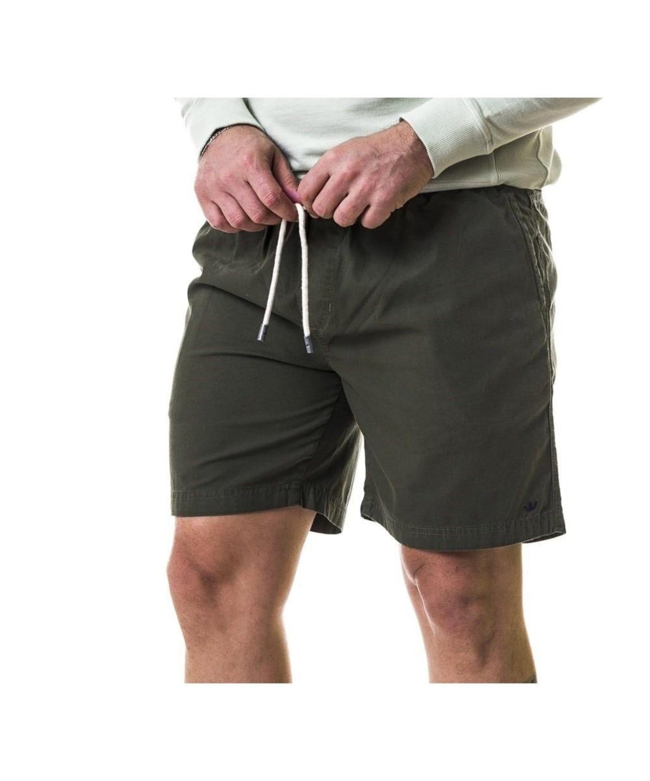 Vista 2 Shorts Aburguesia Sarja Slim Fit Verde Militar Alfaiataria Burguesia bege verde