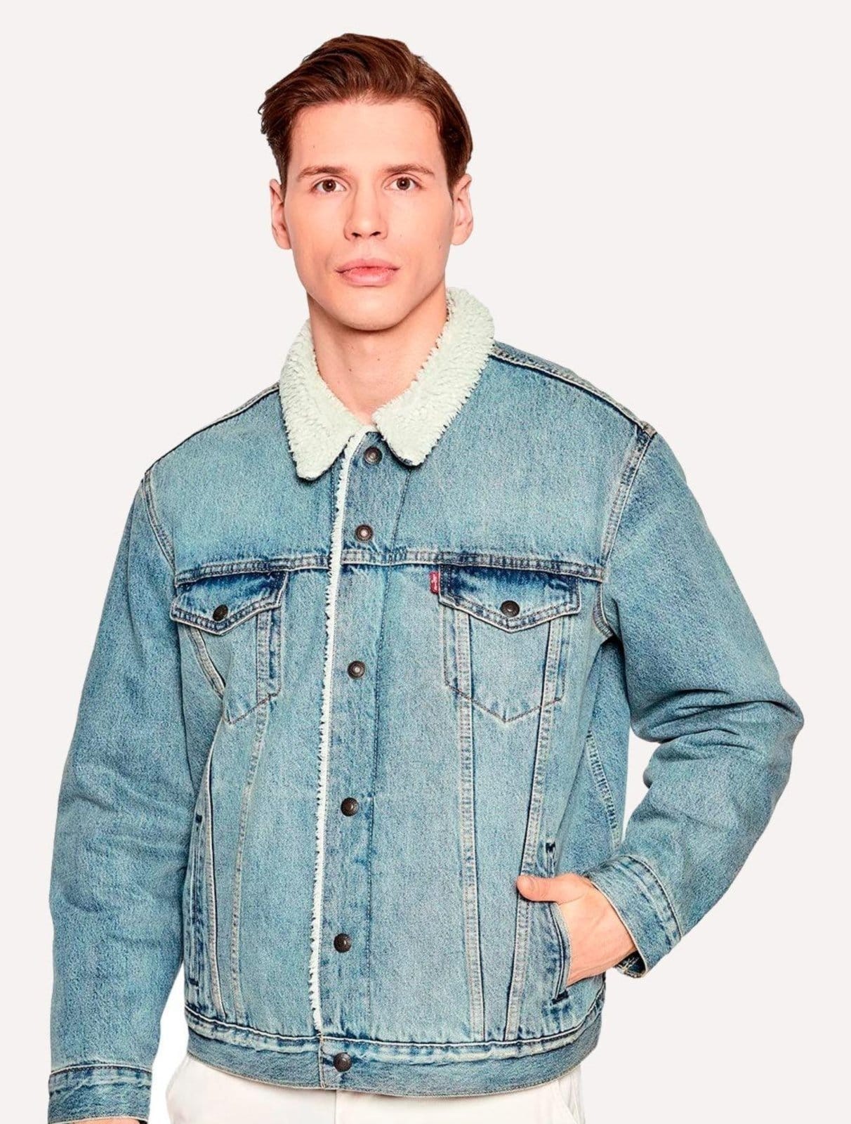 Jaqueta Jeans Levis Masculina Sherpa Trucker Claro
