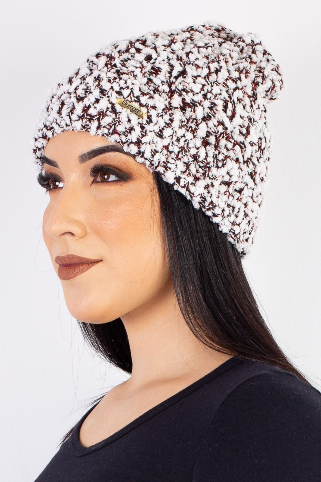 Gorro feminino de malha tricô 60021 Mesclado